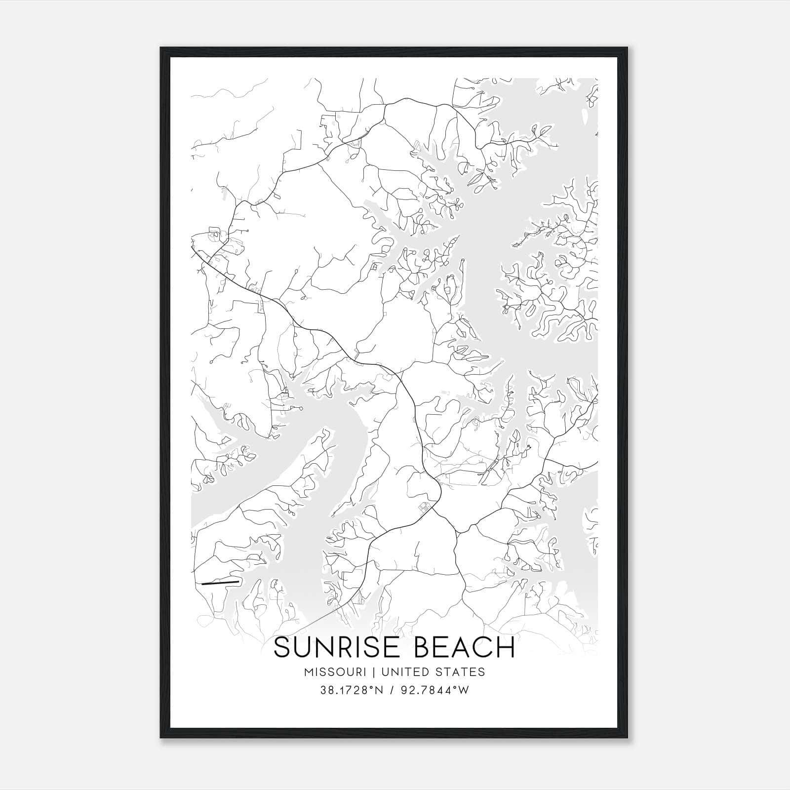 Sunrise Beach Missouri Map Poster, Modern Home Decor Wall Art Print Sunrise Beach Missouri Map Poster, Modern Home Decor Wall Art Print