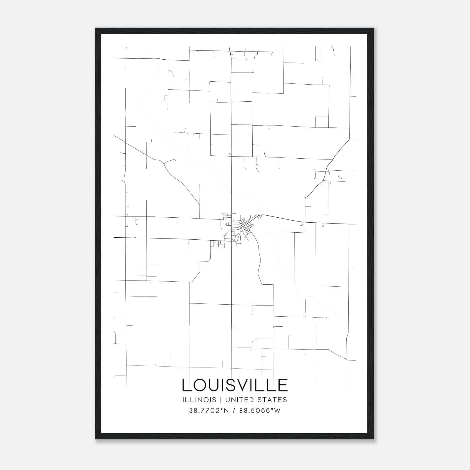 Louisville Illinois Map Poster, Modern Home Decor Wall Art Print Louisville Illinois Map Poster, Modern Home Decor Wall Art Print