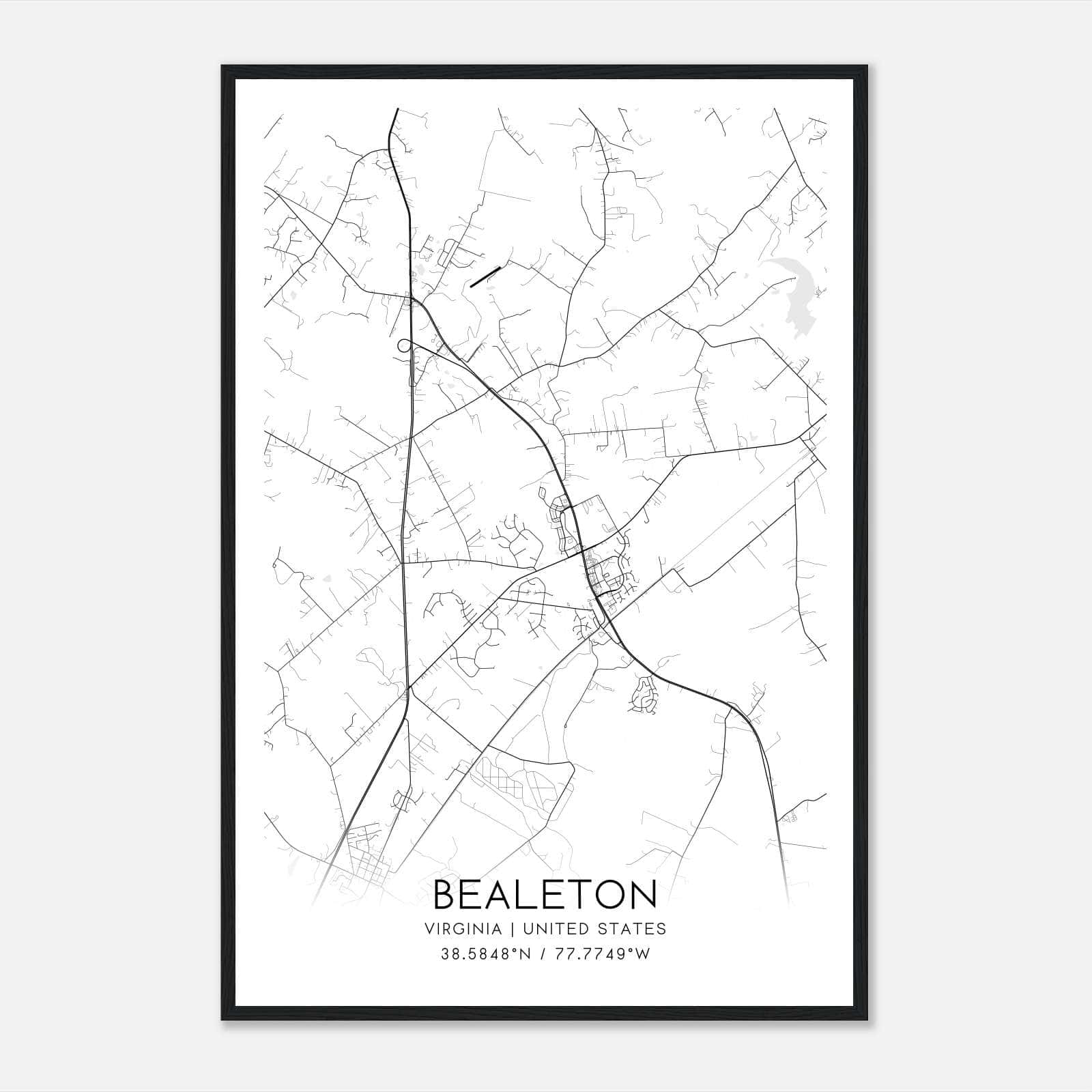Bealeton Virginia Map Poster, Modern Home Decor Wall Art Print Bealeton Virginia Map Poster, Modern Home Decor Wall Art Print