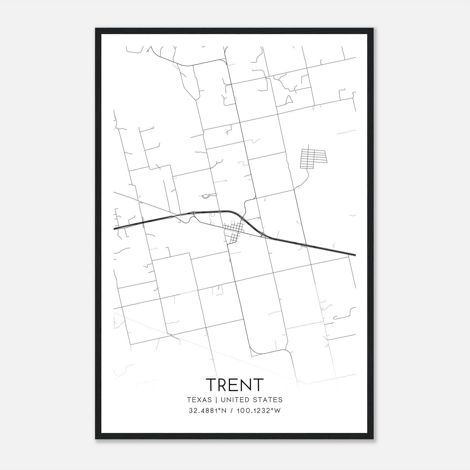 Trent Texas Map Poster, Modern Home Decor Wall Art Print Trent Texas Map Poster, Modern Home Decor Wall Art Print