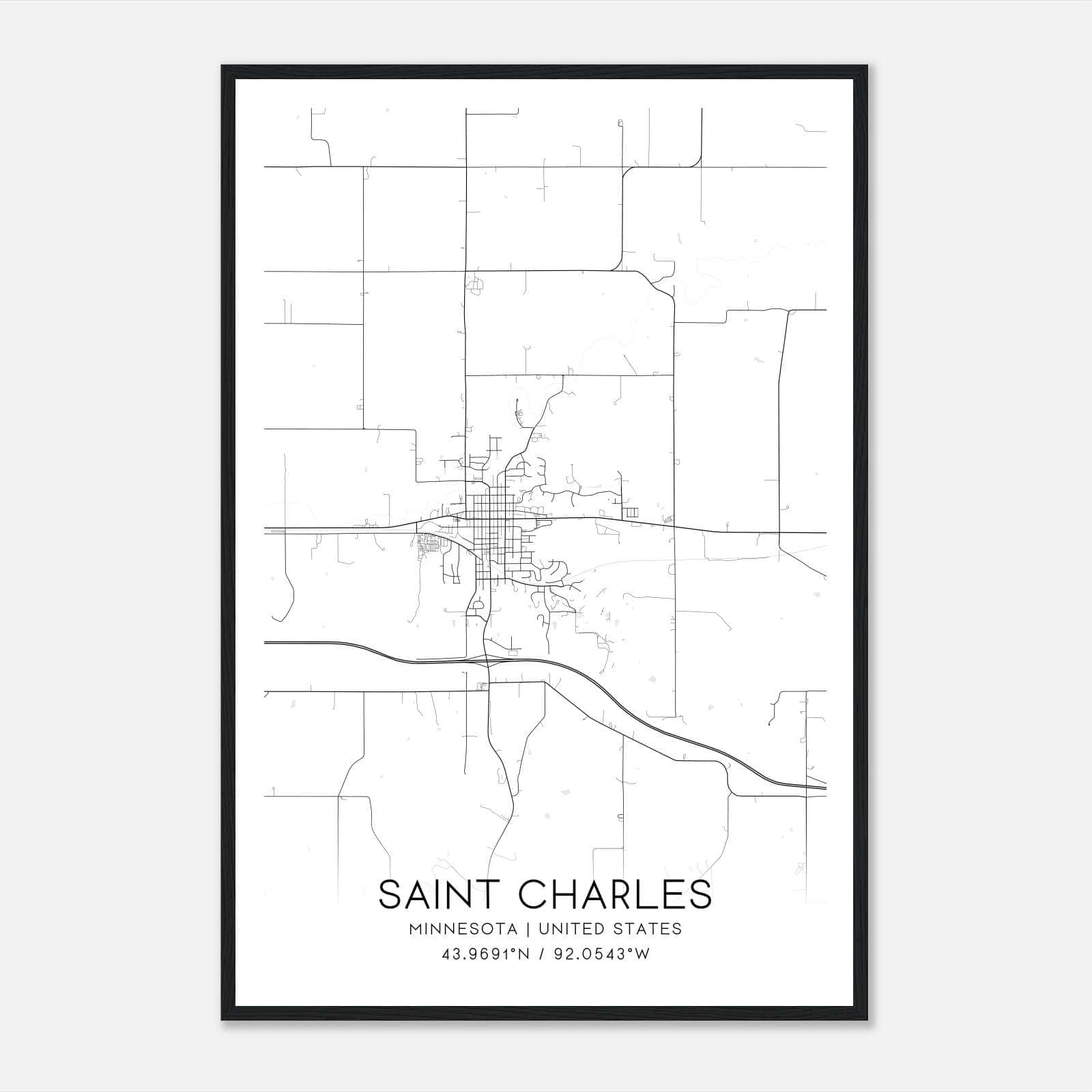 Saint Charles Minnesota Map Poster, Modern Home Decor Wall Art Print Saint Charles Minnesota Map Poster, Modern Home Decor Wall Art Print