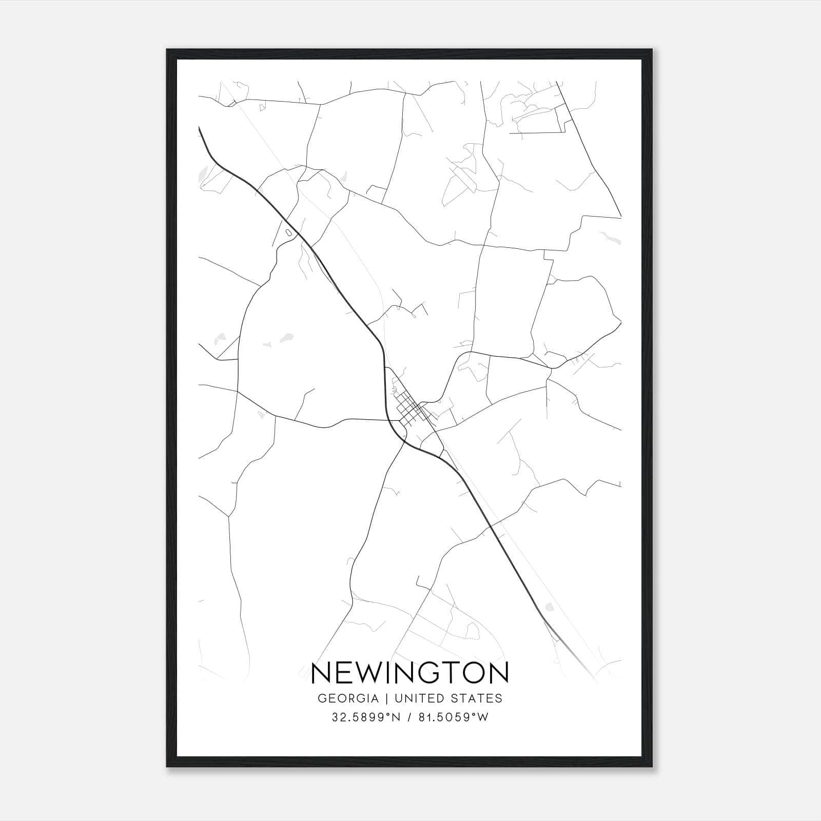 Newington Georgia Map Poster, Modern Home Decor Wall Art Print Newington Georgia Map Poster, Modern Home Decor Wall Art Print