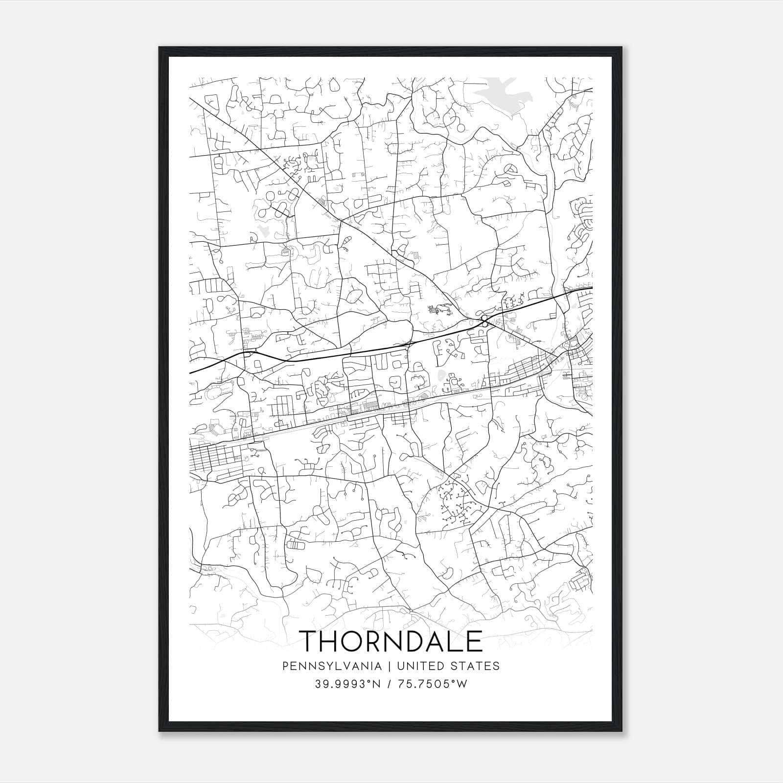 Thorndale Pennsylvania Map Poster, Modern Home Decor Wall Art Print Thorndale Pennsylvania Map Poster, Modern Home Decor Wall Art Print