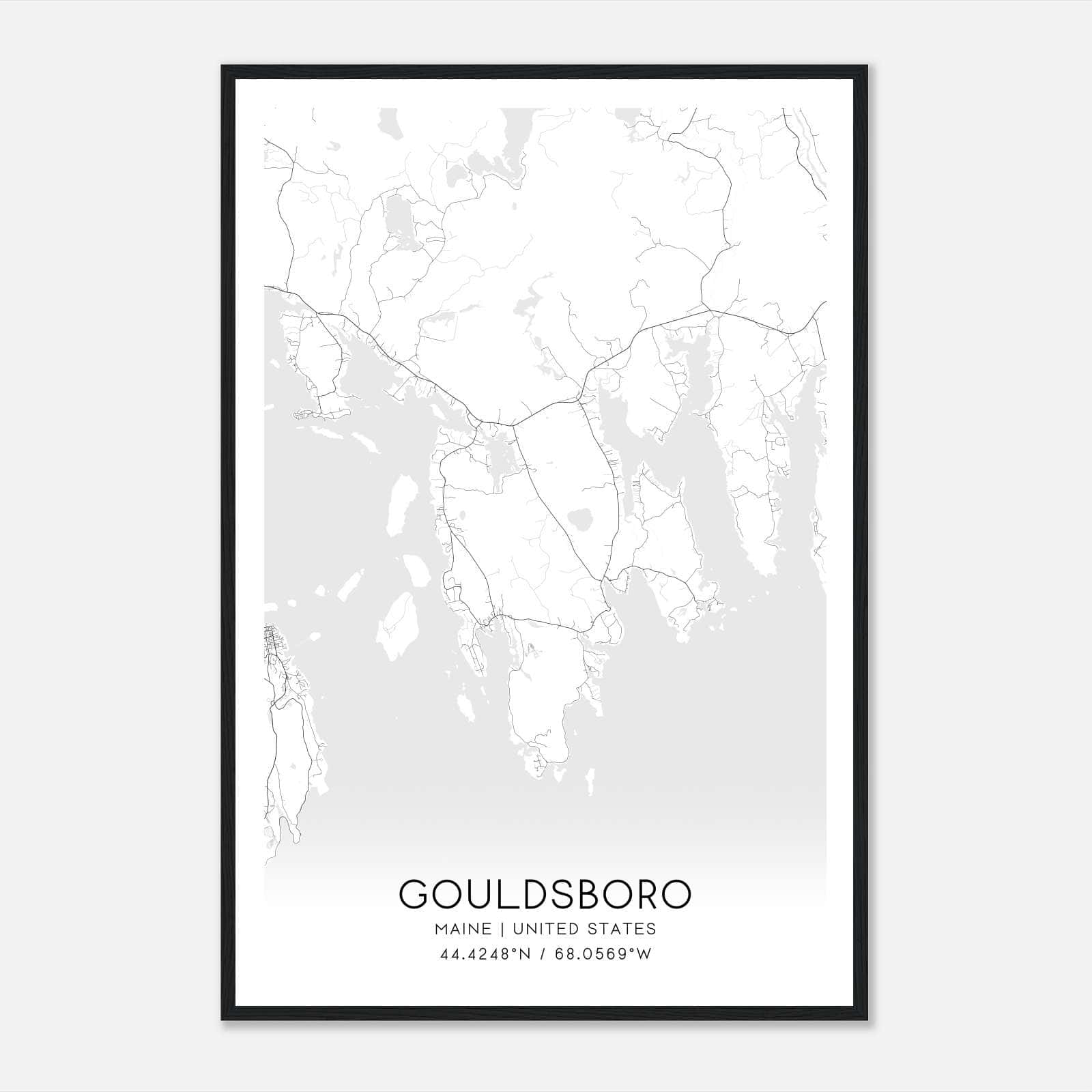 Gouldsboro Maine Map Poster, Modern Home Decor Wall Art Print Gouldsboro Maine Map Poster, Modern Home Decor Wall Art Print