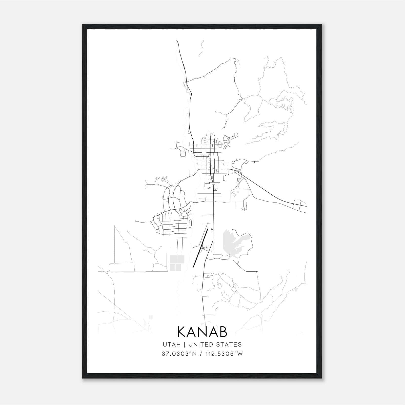 Kanab Utah Map Poster, Modern Home Decor Wall Art Print Kanab Utah Map Poster, Modern Home Decor Wall Art Print