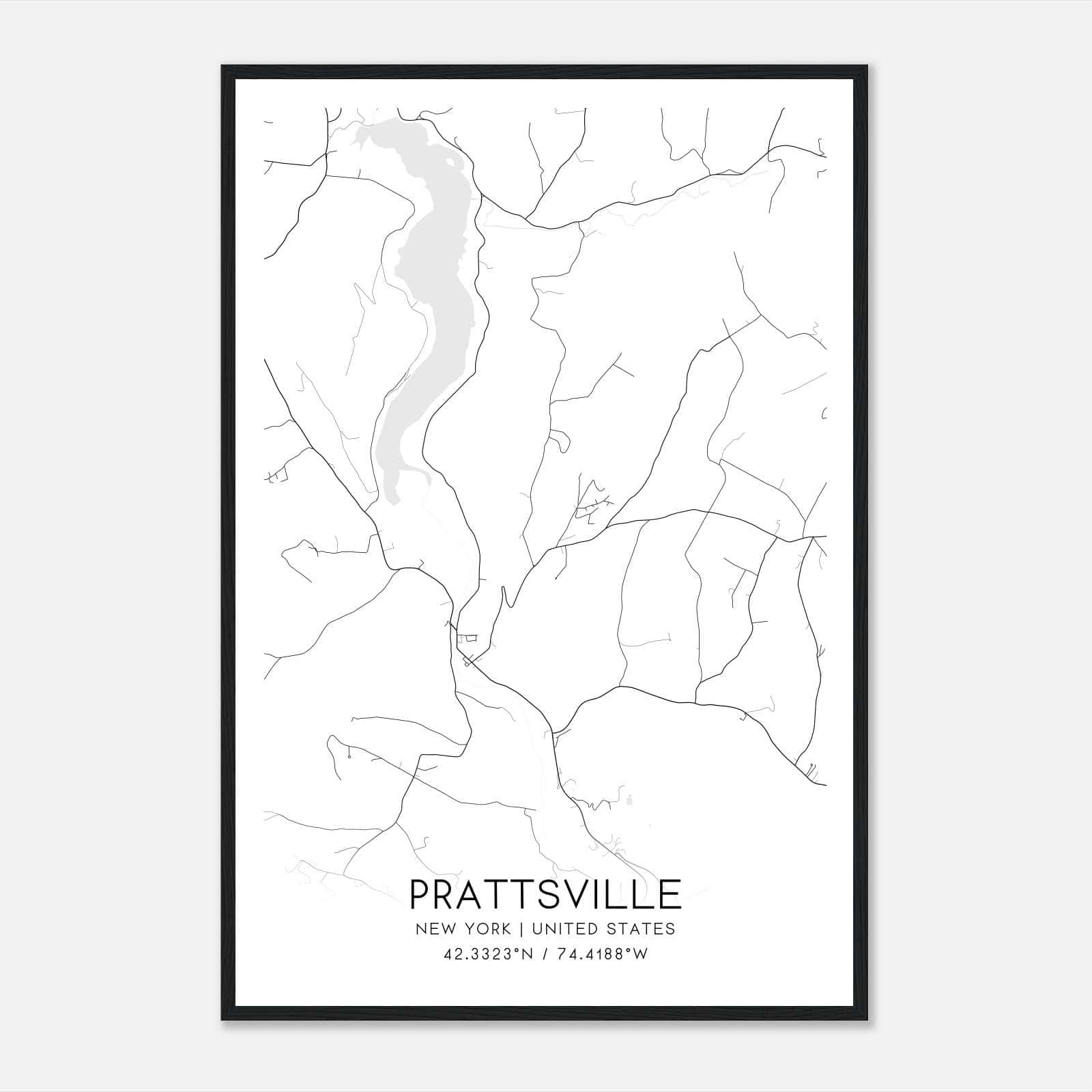 Prattsville New York Map Poster, Modern Home Decor Wall Art Print Prattsville New York Map Poster, Modern Home Decor Wall Art Print