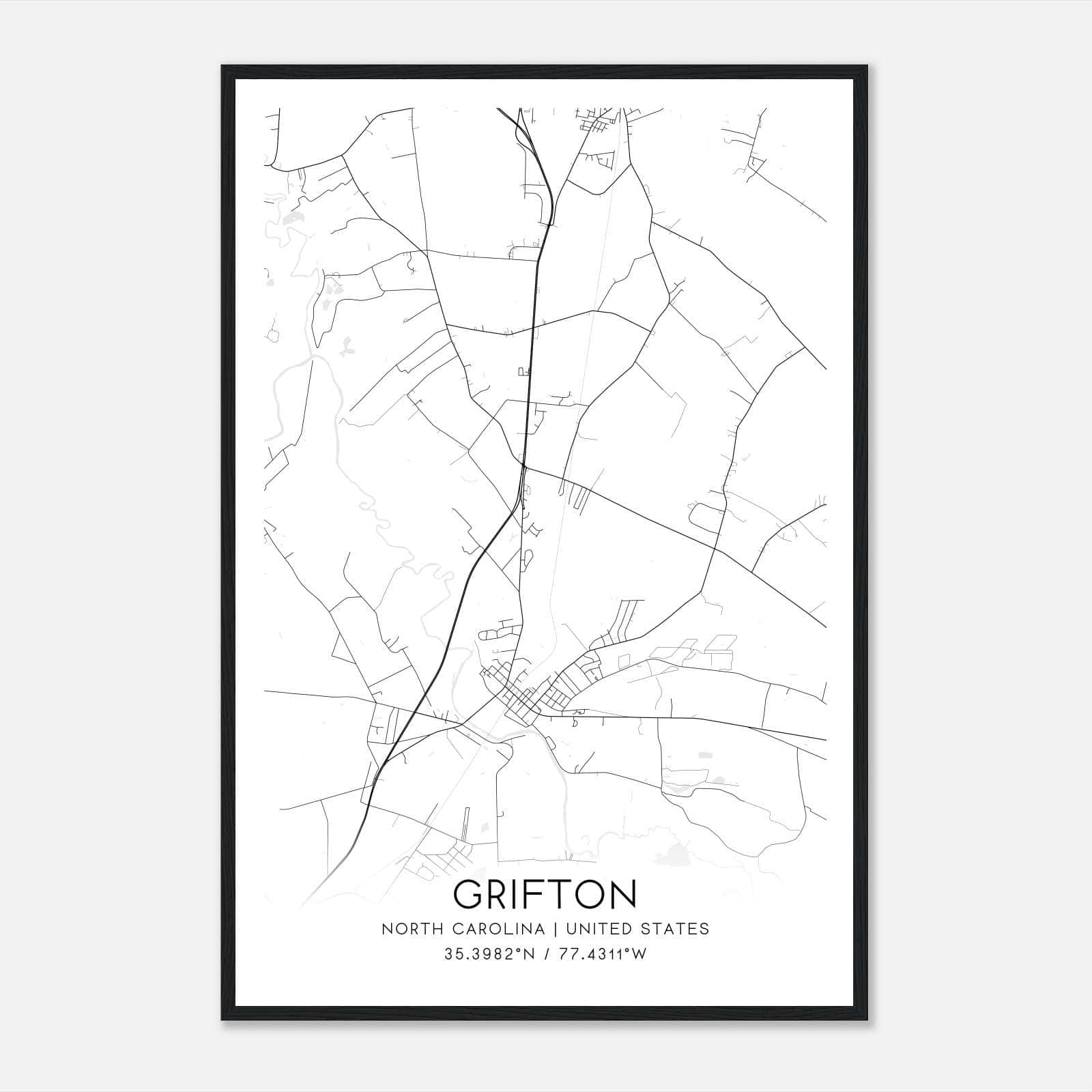 Grifton North Carolina Map Poster, Modern Home Decor Wall Art Print Grifton North Carolina Map Poster, Modern Home Decor Wall Art Print