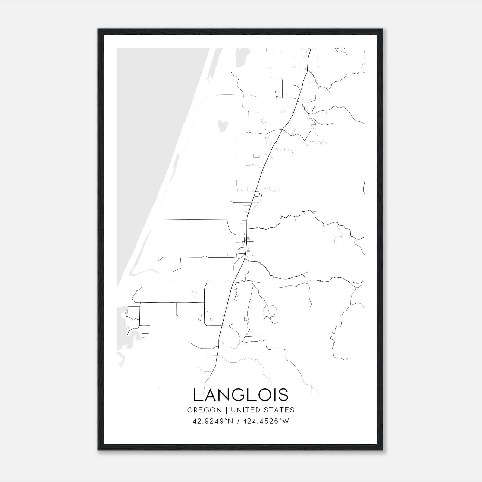 Langlois Oregon Map Poster, Modern Home Decor Wall Art Print Langlois Oregon Map Poster, Modern Home Decor Wall Art Print