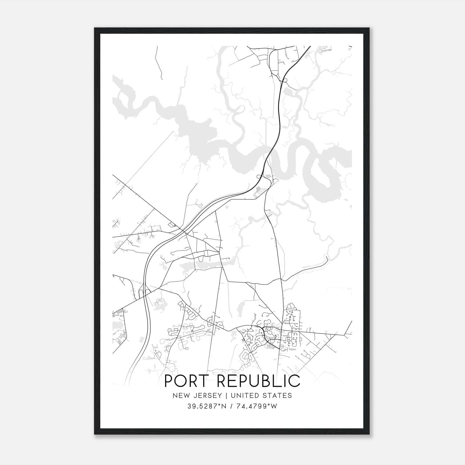 Port Republic New Jersey Map Poster, Modern Home Decor Wall Art Print Port Republic New Jersey Map Poster, Modern Home Decor Wall Art Print