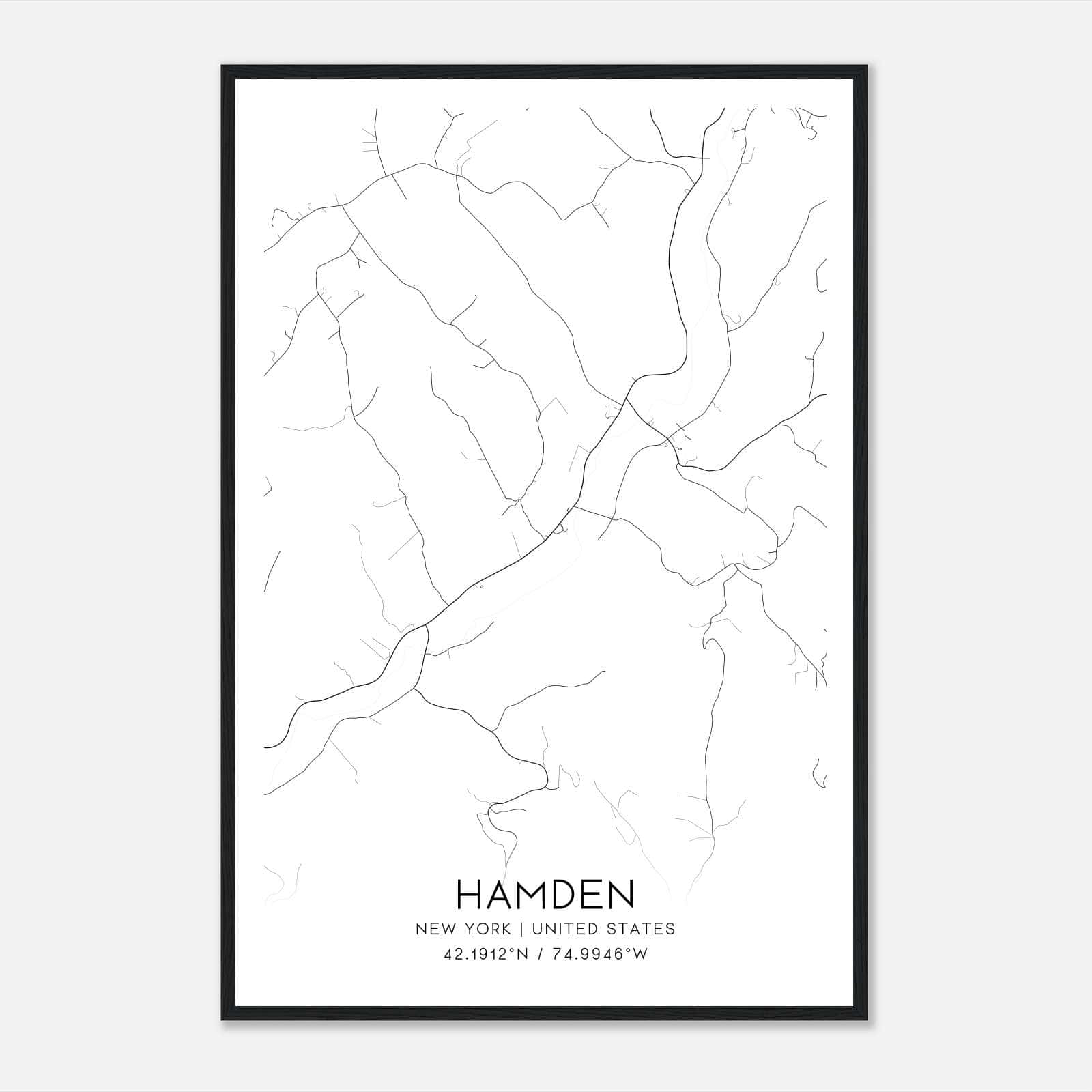 Hamden New York Map Poster, Modern Home Decor Wall Art Print Hamden New York Map Poster, Modern Home Decor Wall Art Print