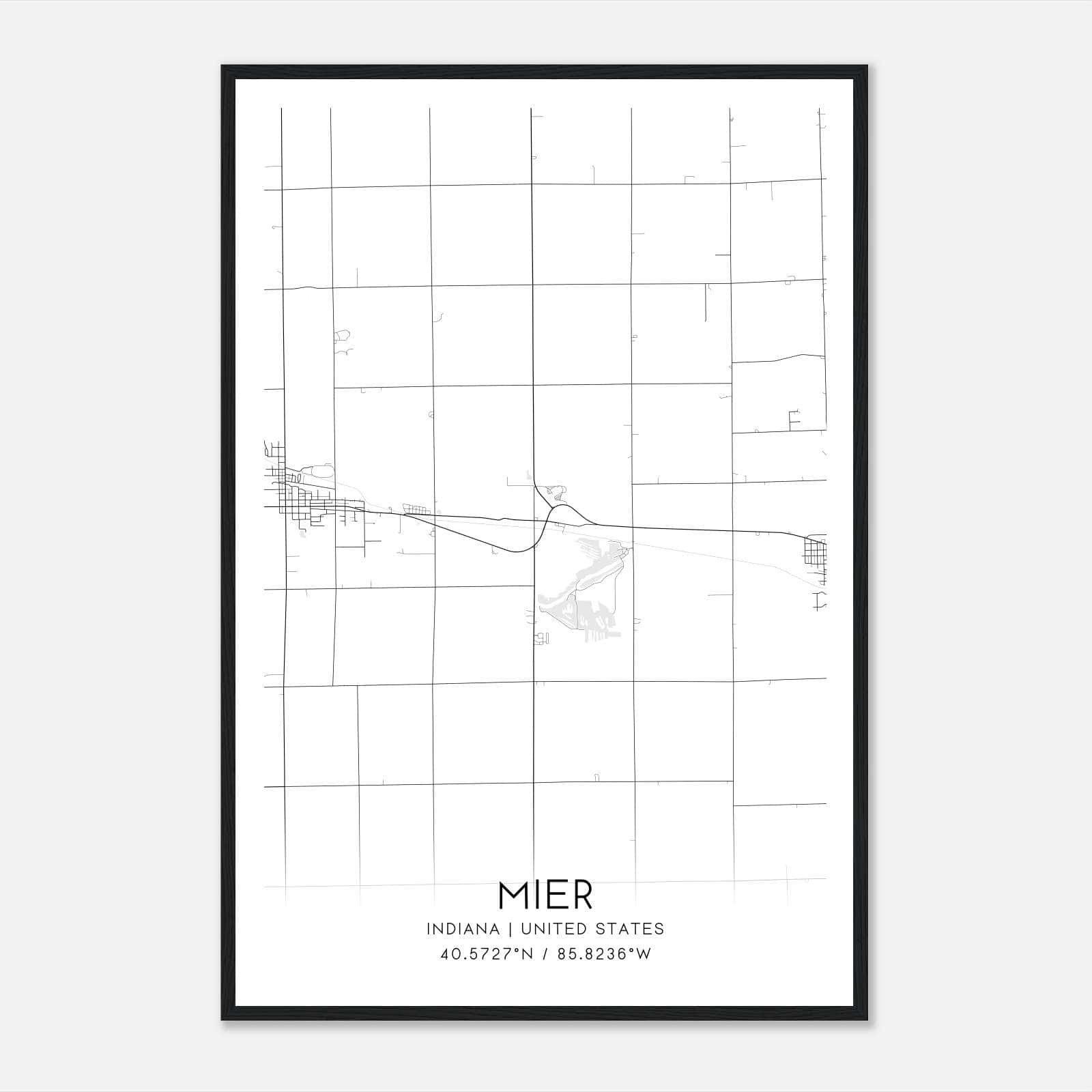 Mier Indiana Map Poster, Modern Home Decor Wall Art Print Mier Indiana Map Poster, Modern Home Decor Wall Art Print