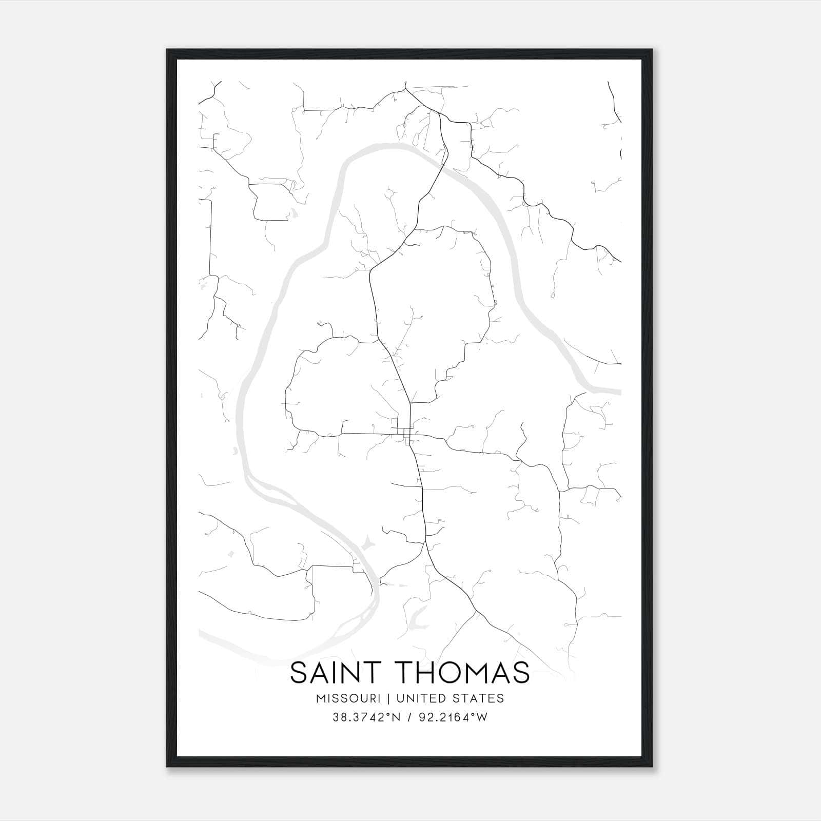 Saint Thomas Missouri Map Poster, Modern Home Decor Wall Art Print Saint Thomas Missouri Map Poster, Modern Home Decor Wall Art Print