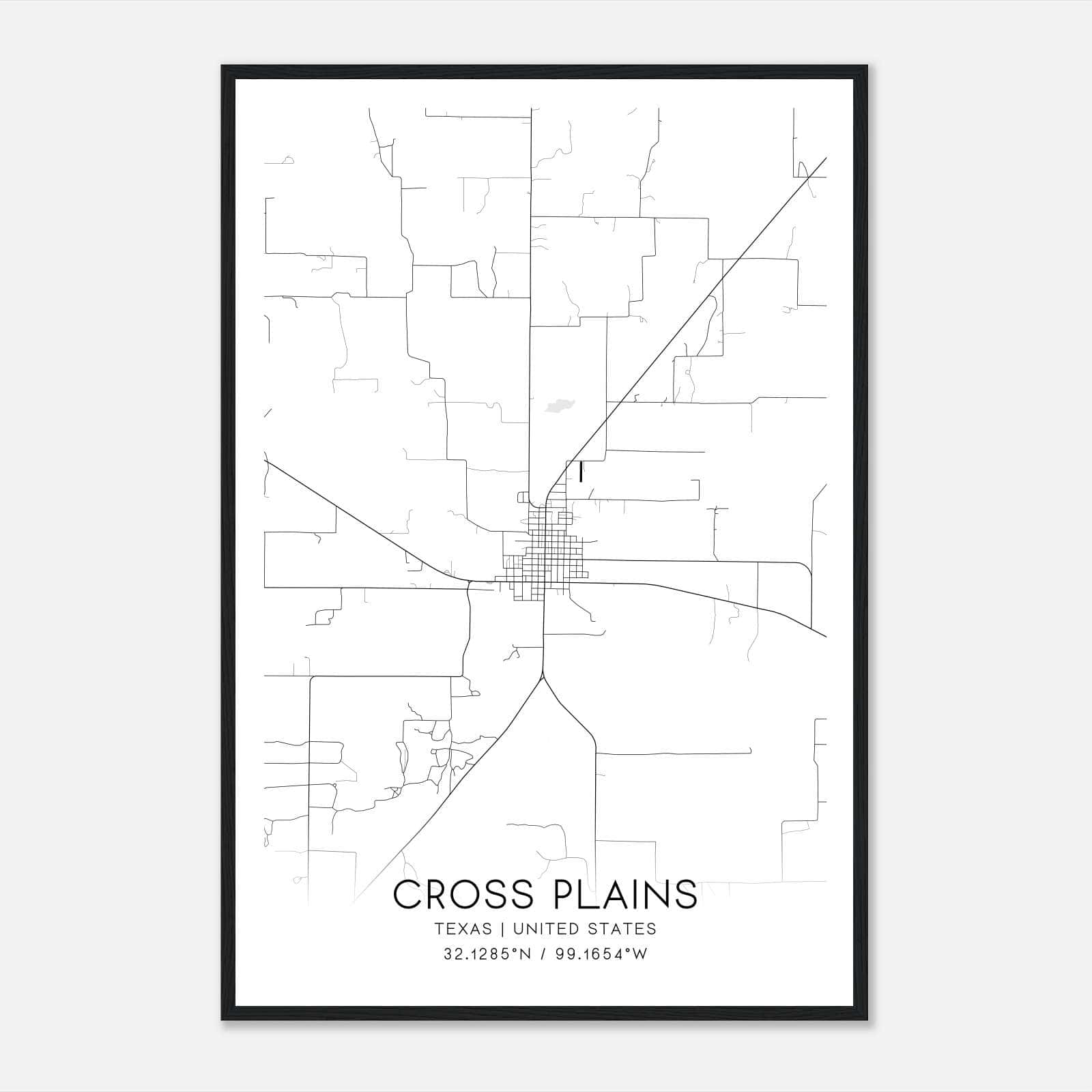 Cross Plains Texas Map Poster, Modern Home Decor Wall Art Print Cross Plains Texas Map Poster, Modern Home Decor Wall Art Print