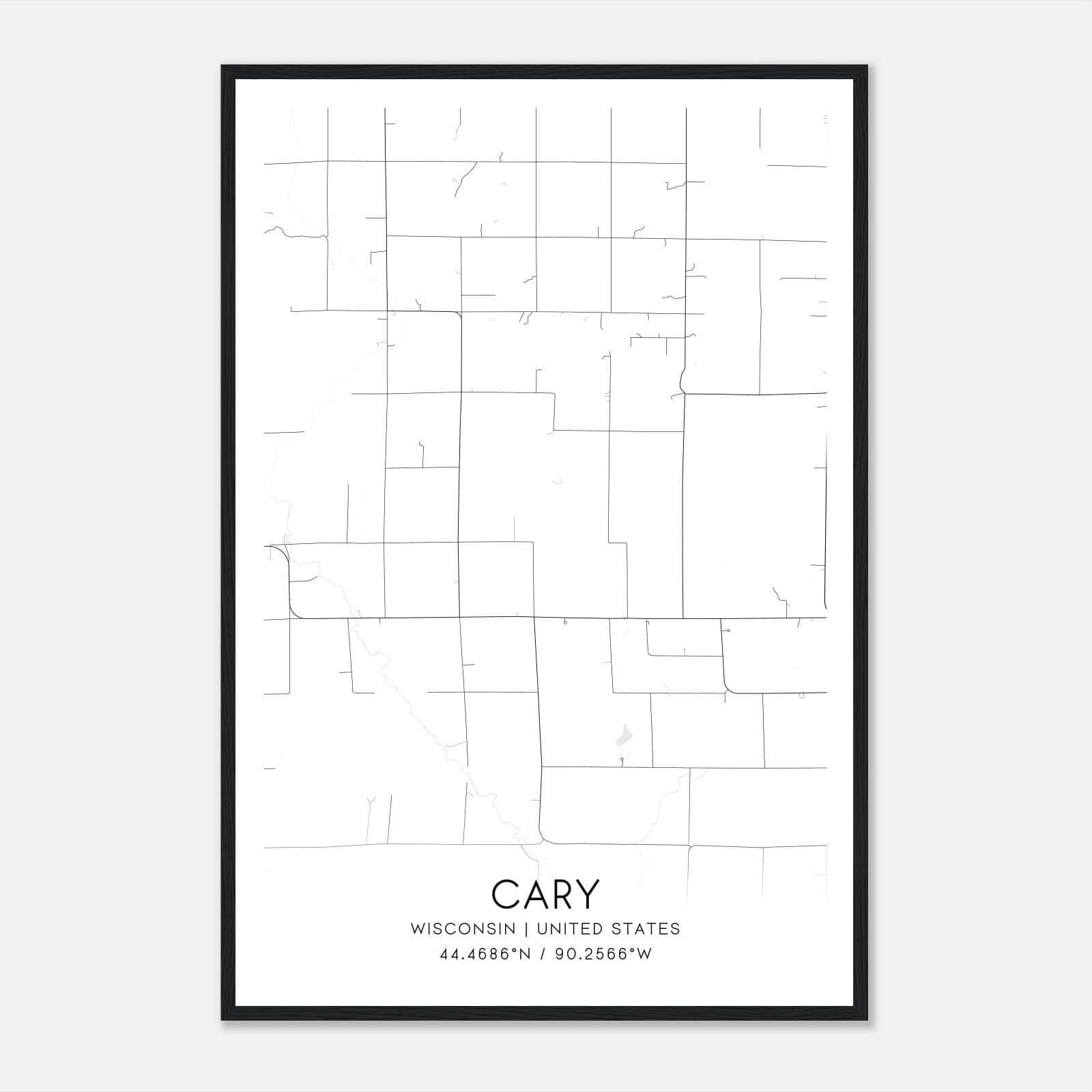 Cary Wisconsin Map Poster, Modern Home Decor Wall Art Print Cary Wisconsin Map Poster, Modern Home Decor Wall Art Print