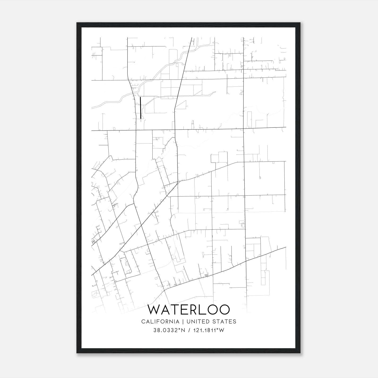 Waterloo California Map Poster, Modern Home Decor Wall Art Print Waterloo California Map Poster, Modern Home Decor Wall Art Print
