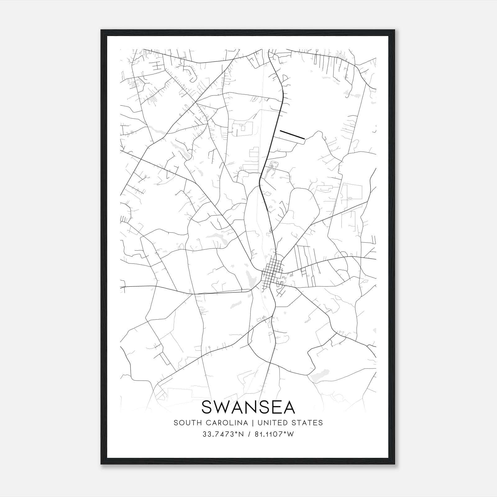 Swansea South Carolina Map Poster, Modern Home Decor Wall Art Print Swansea South Carolina Map Poster, Modern Home Decor Wall Art Print