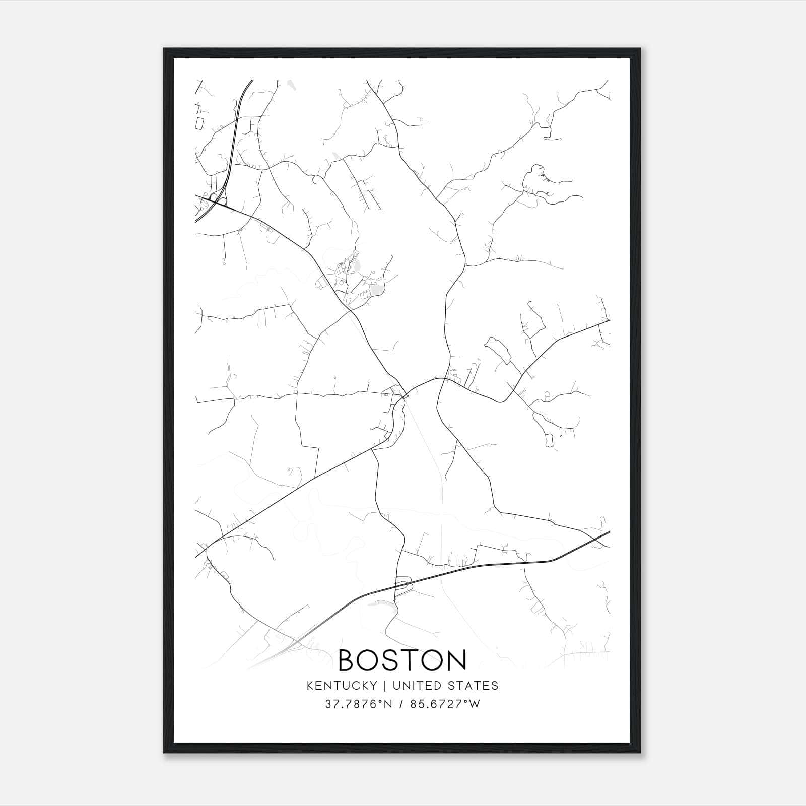 Boston Kentucky Map Poster, Modern Home Decor Wall Art Print Boston Kentucky Map Poster, Modern Home Decor Wall Art Print