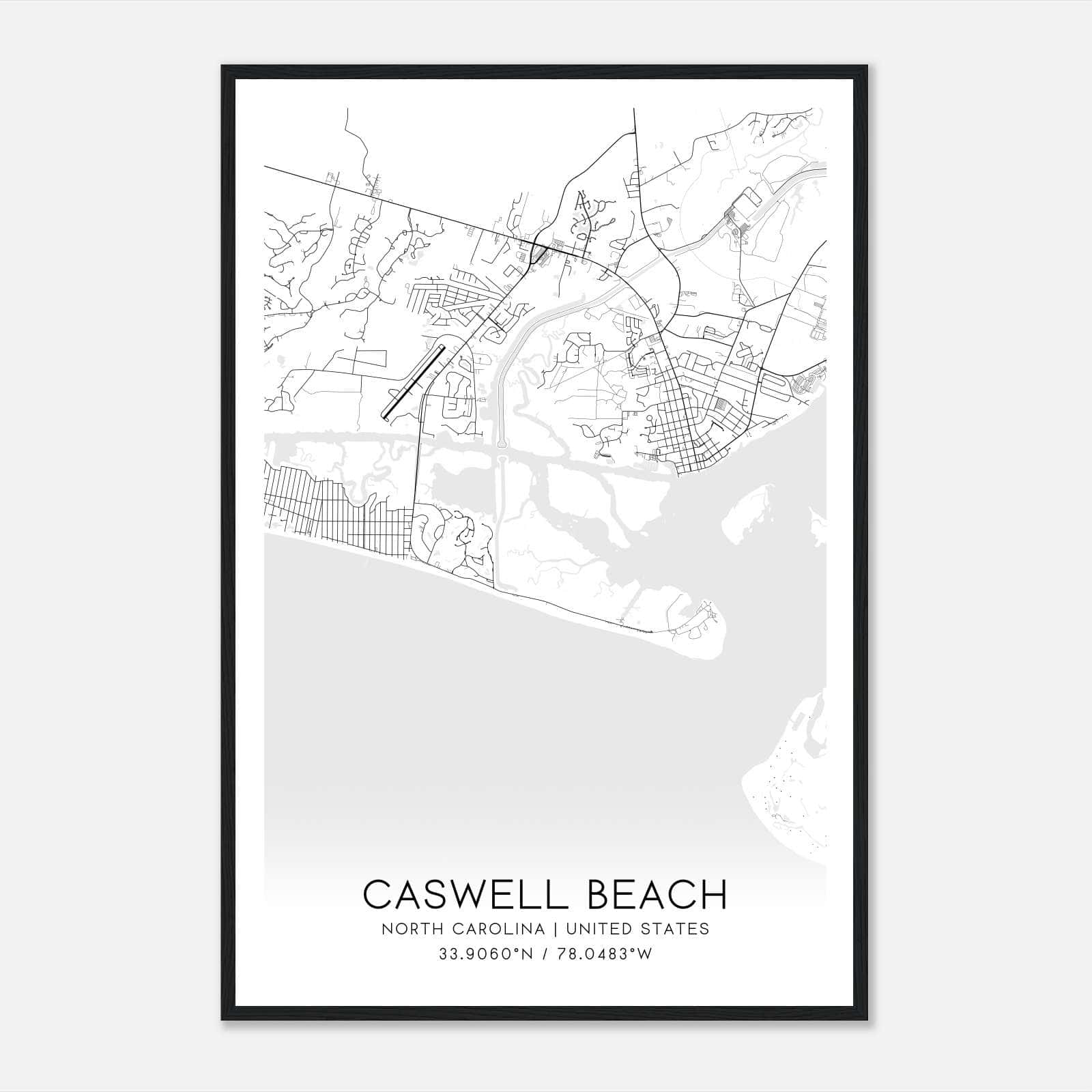 Caswell Beach North Carolina Map Poster, Modern Home Decor Wall Art Print Caswell Beach North Carolina Map Poster, Modern Home Decor Wall Art Print