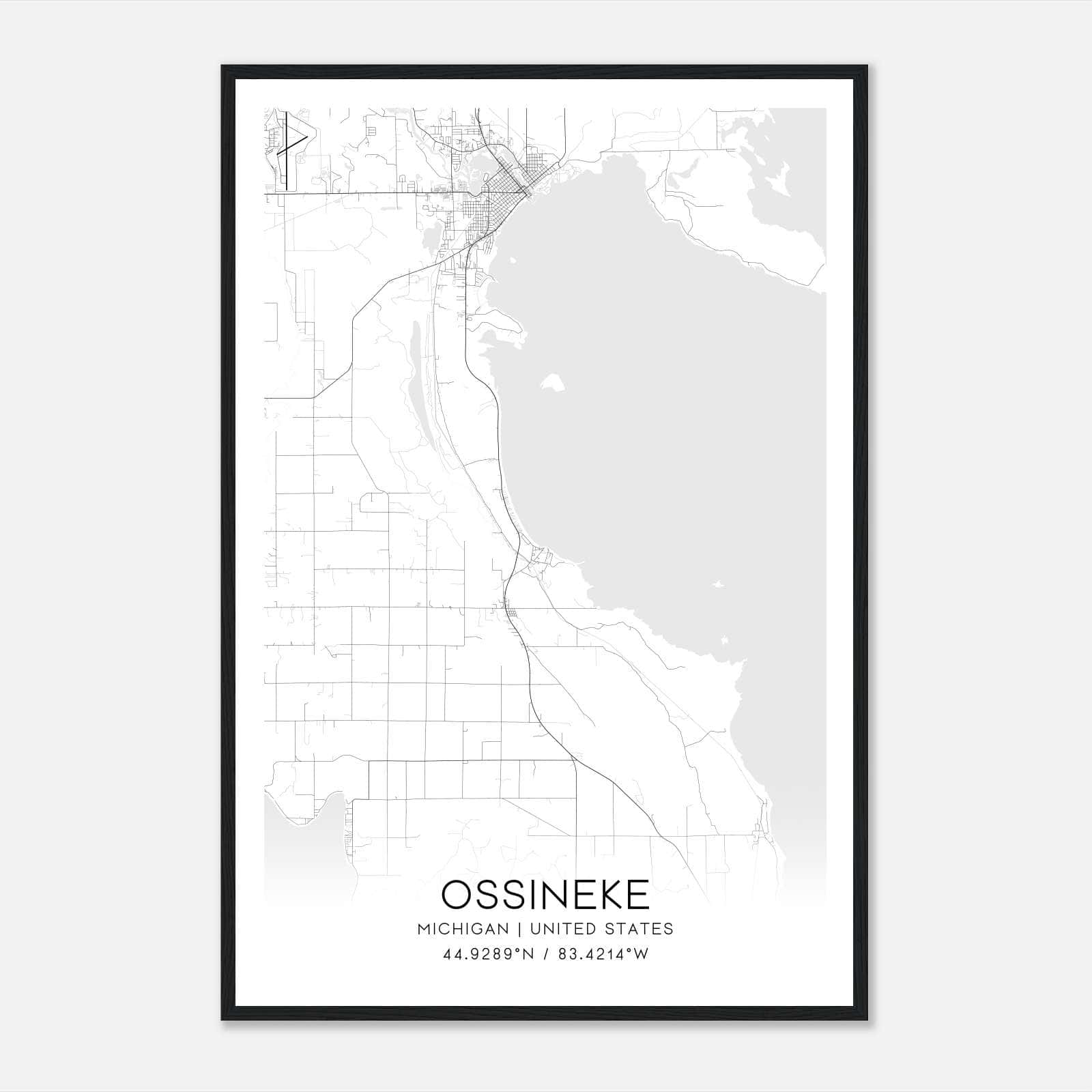 Ossineke Michigan Map Poster, Modern Home Decor Wall Art Print Ossineke Michigan Map Poster, Modern Home Decor Wall Art Print