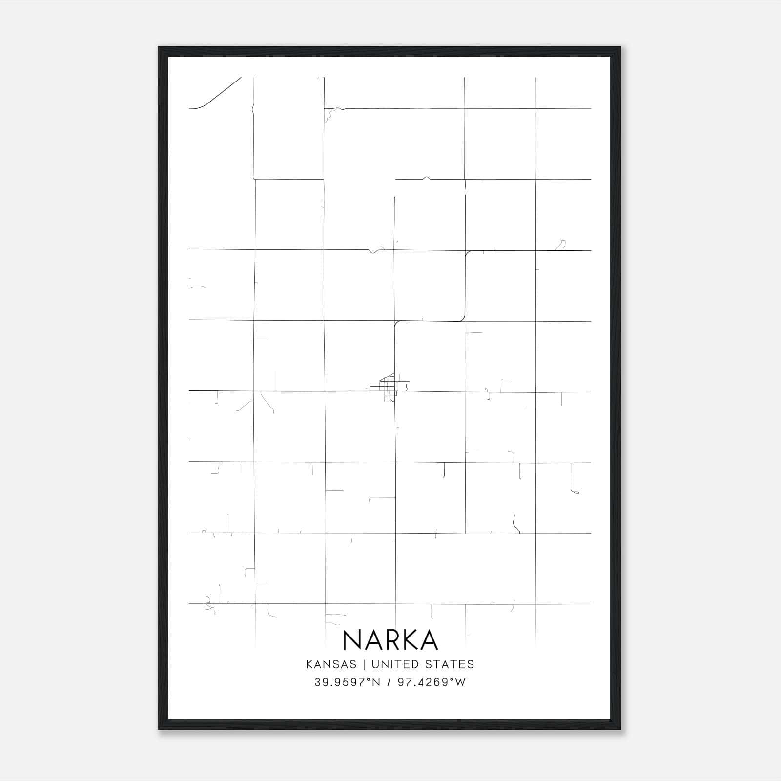 Narka Kansas Map Poster, Modern Home Decor Wall Art Print Narka Kansas Map Poster, Modern Home Decor Wall Art Print