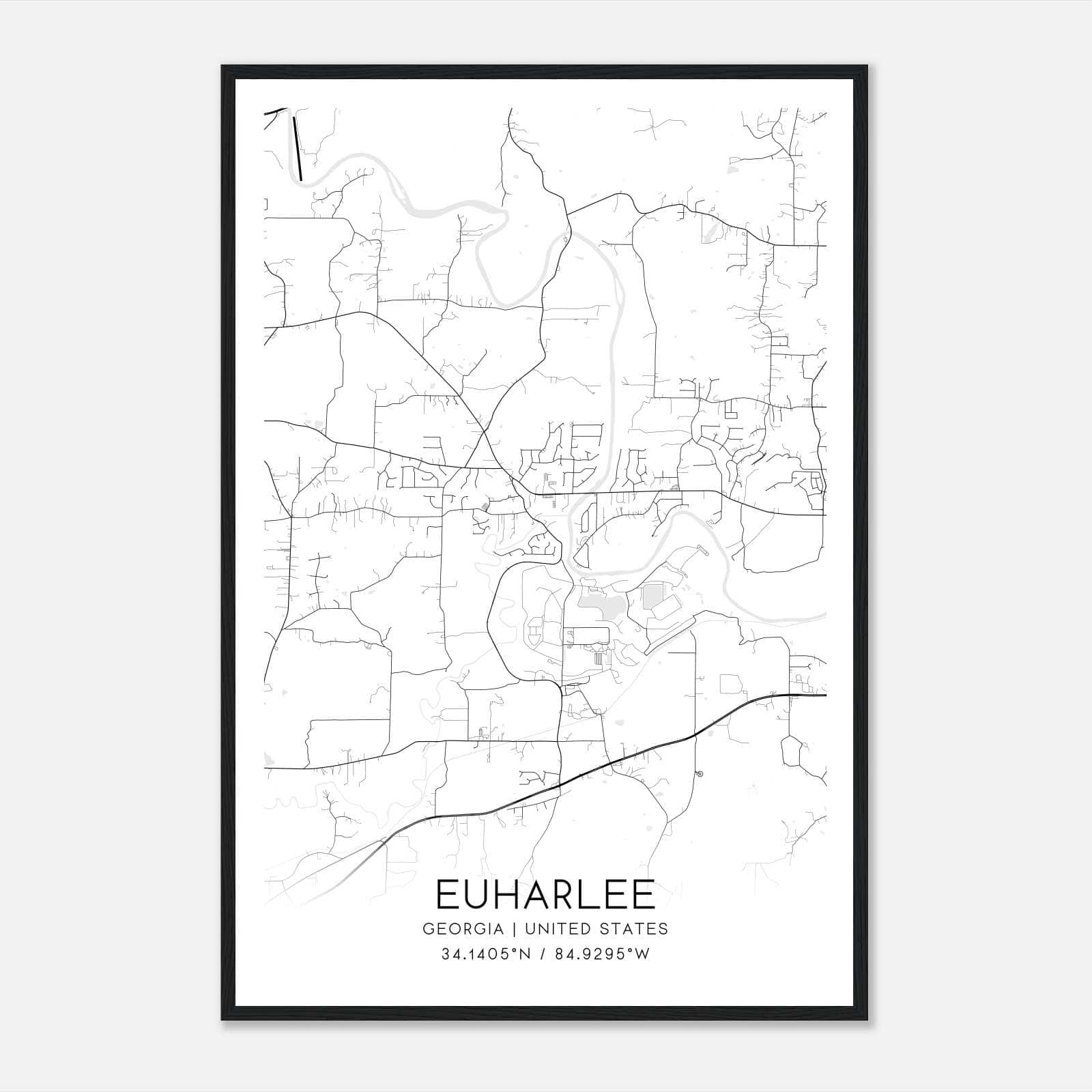 Euharlee Georgia Map Poster, Modern Home Decor Wall Art Print Euharlee Georgia Map Poster, Modern Home Decor Wall Art Print