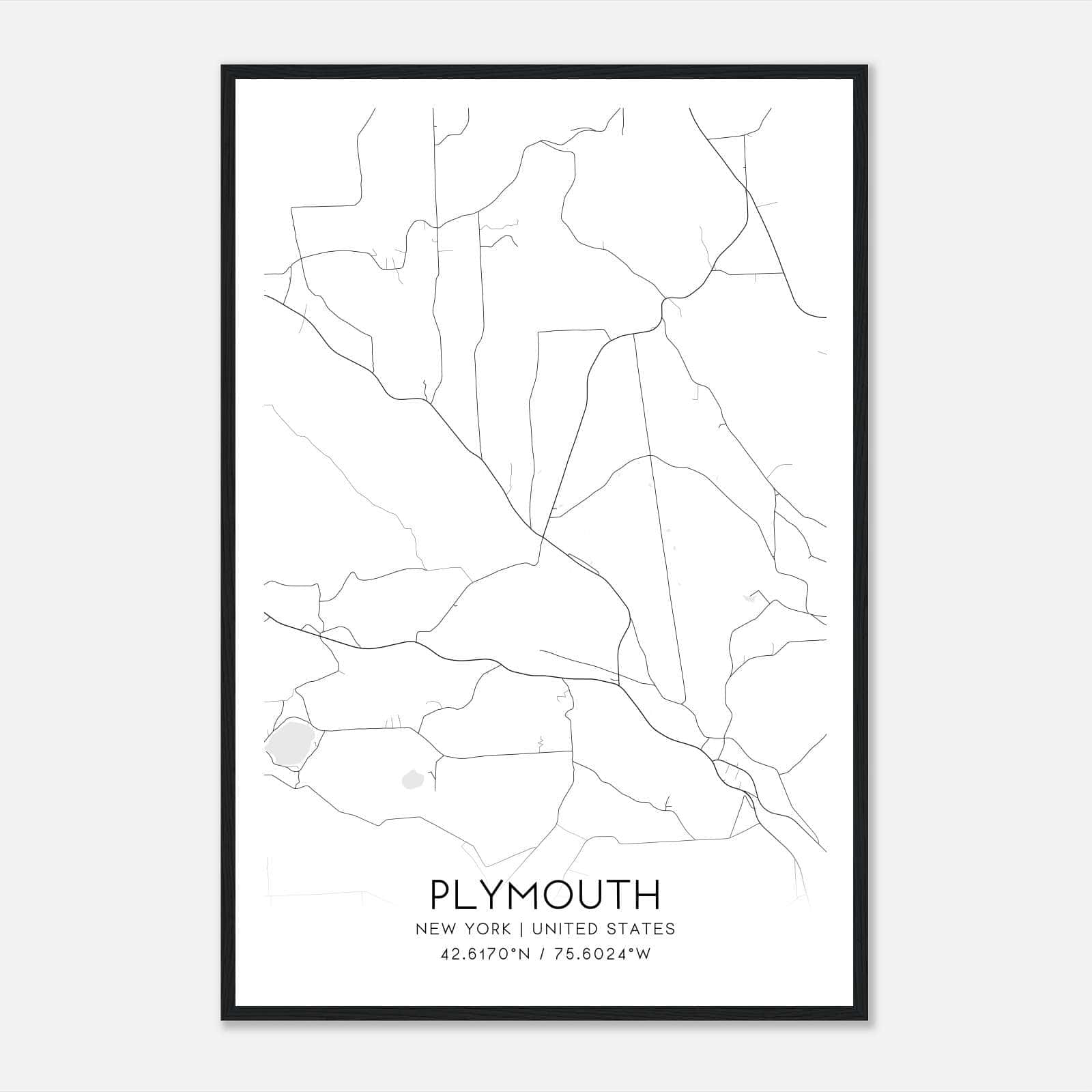 Plymouth New York Map Poster, Modern Home Decor Wall Art Print Plymouth New York Map Poster, Modern Home Decor Wall Art Print