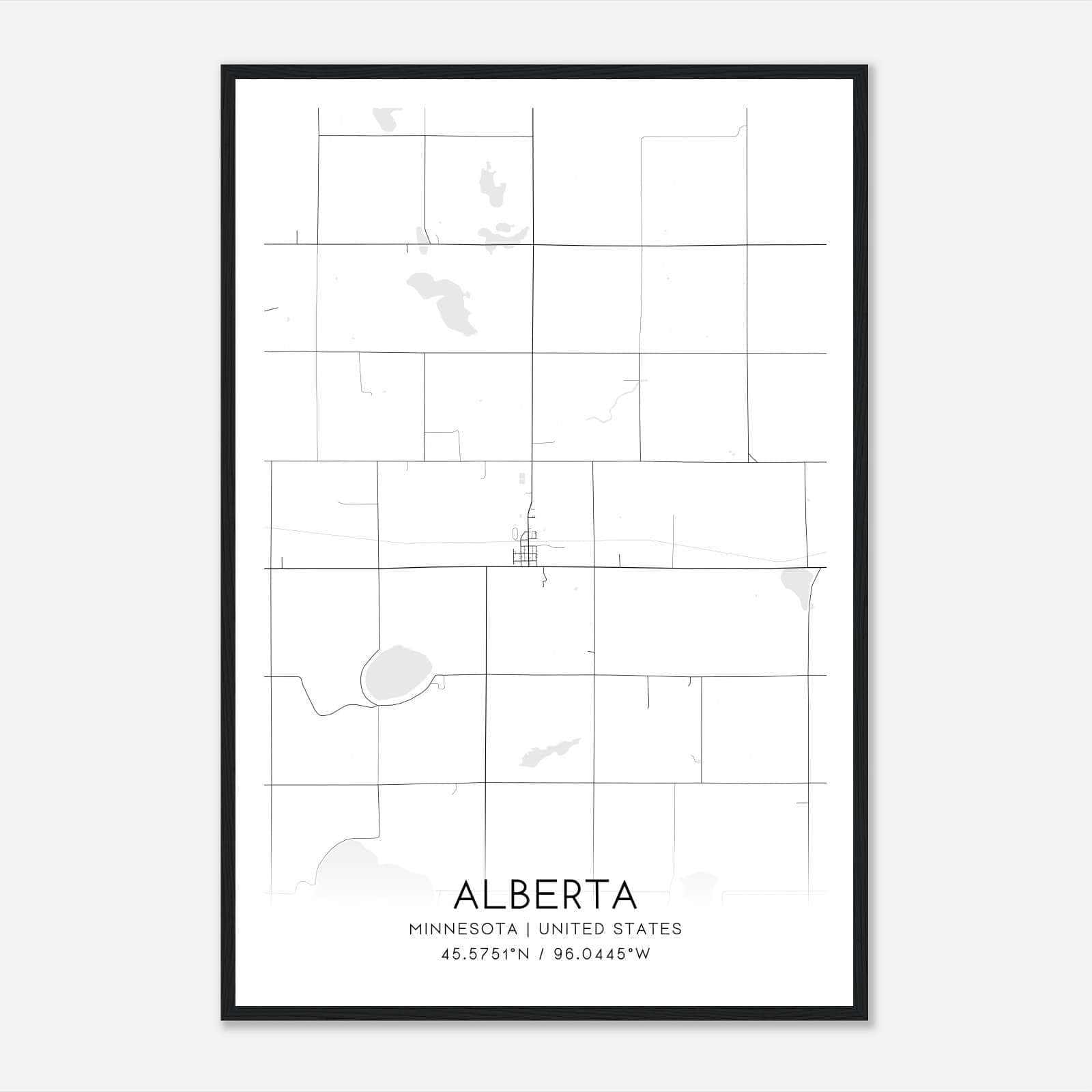 Alberta Minnesota Map Poster, Modern Home Decor Wall Art Print Alberta Minnesota Map Poster, Modern Home Decor Wall Art Print