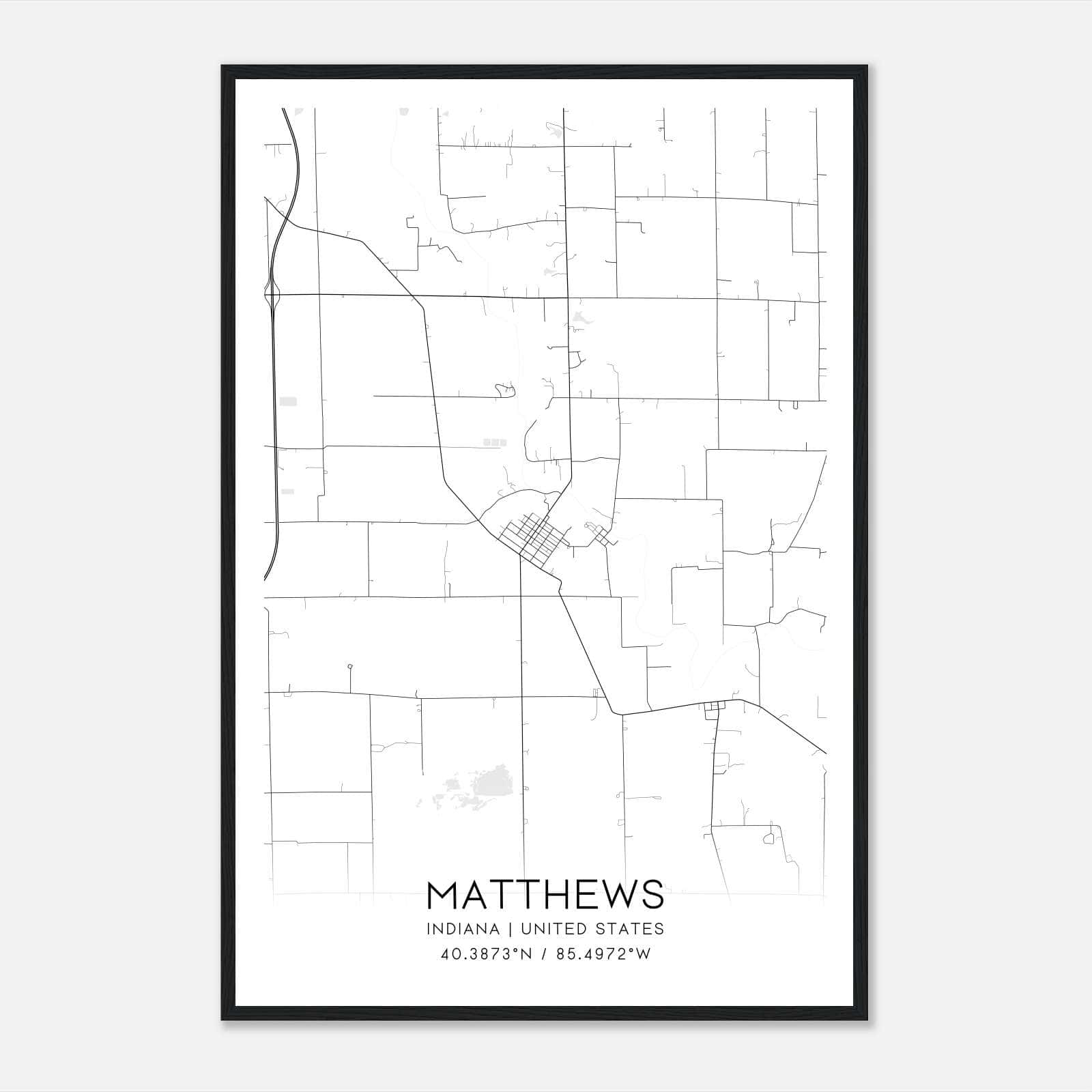 Matthews Indiana Map Poster, Modern Home Decor Wall Art Print Matthews Indiana Map Poster, Modern Home Decor Wall Art Print