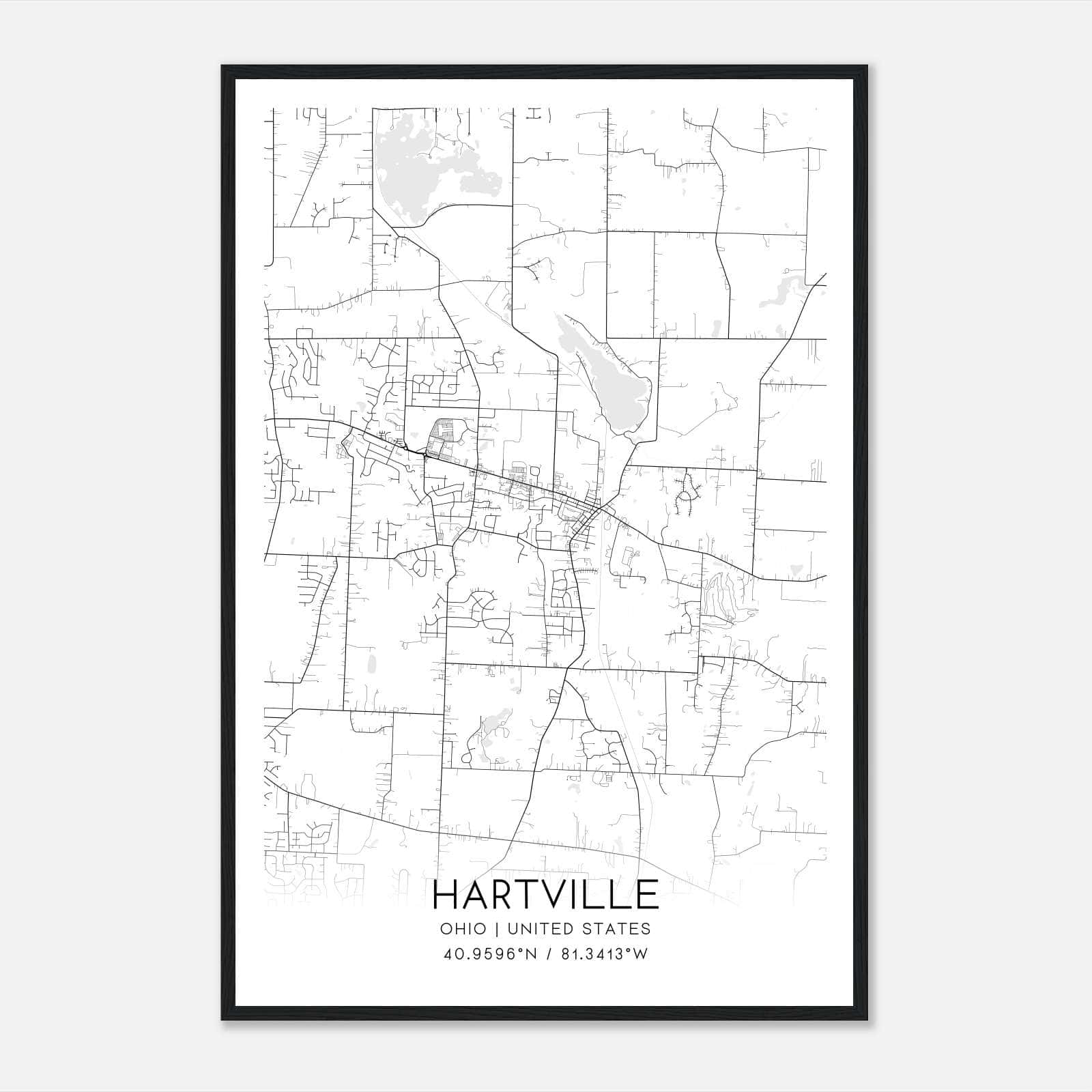 Hartville Ohio Map Poster, Modern Home Decor Wall Art Print Hartville Ohio Map Poster, Modern Home Decor Wall Art Print