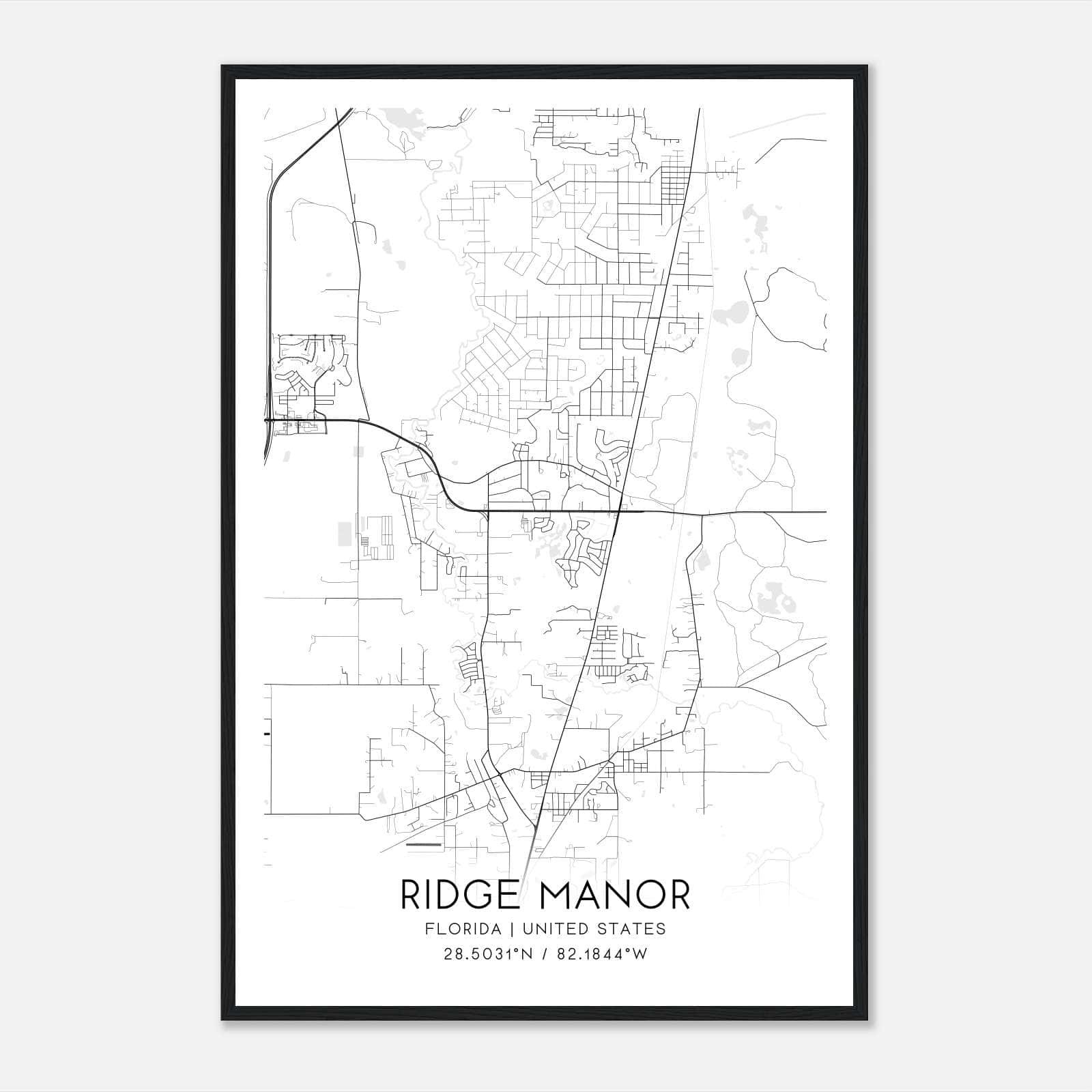 Ridge Manor Florida Map Poster, Modern Home Decor Wall Art Print Ridge Manor Florida Map Poster, Modern Home Decor Wall Art Print