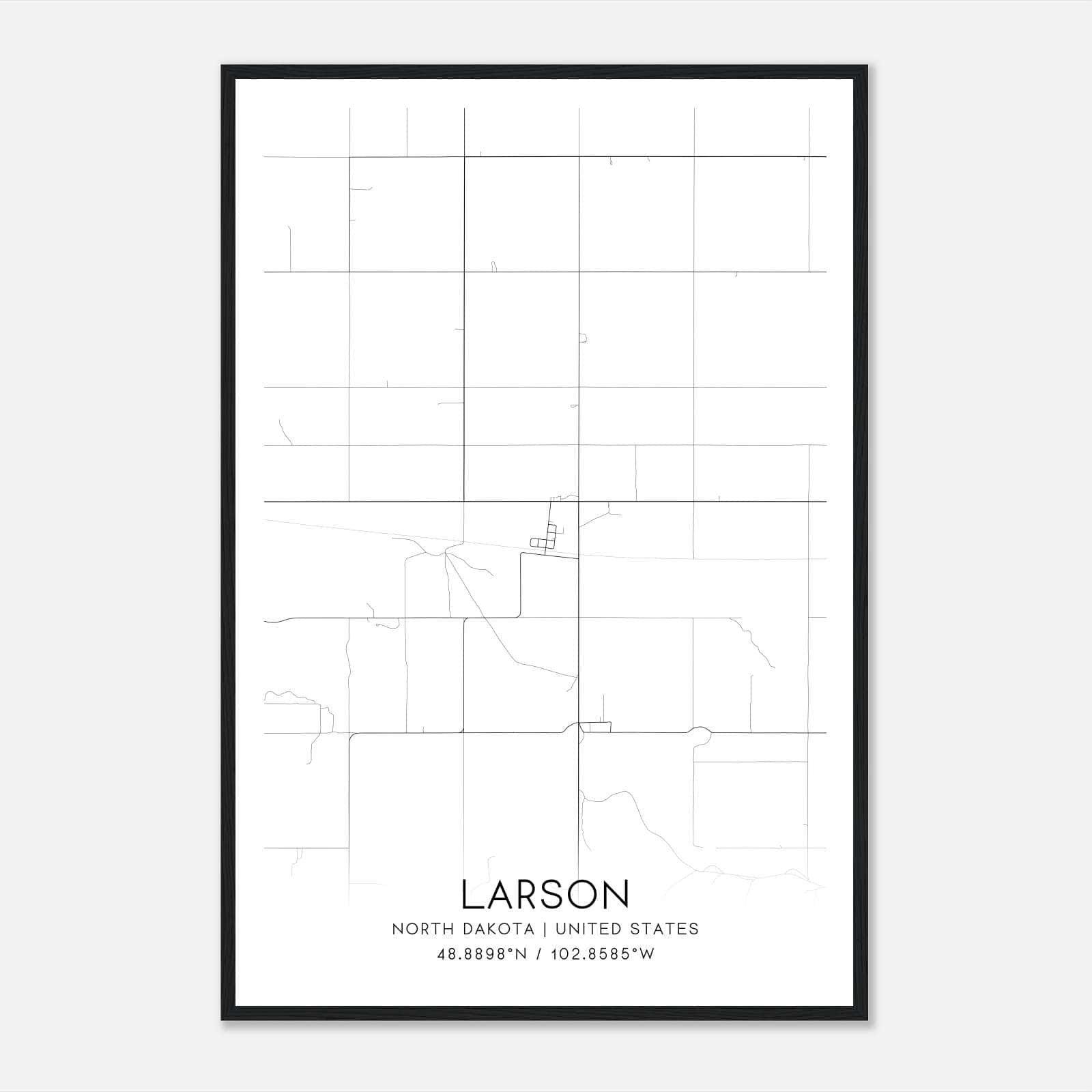 Larson North Dakota Map Poster, Modern Home Decor Wall Art Print Larson North Dakota Map Poster, Modern Home Decor Wall Art Print