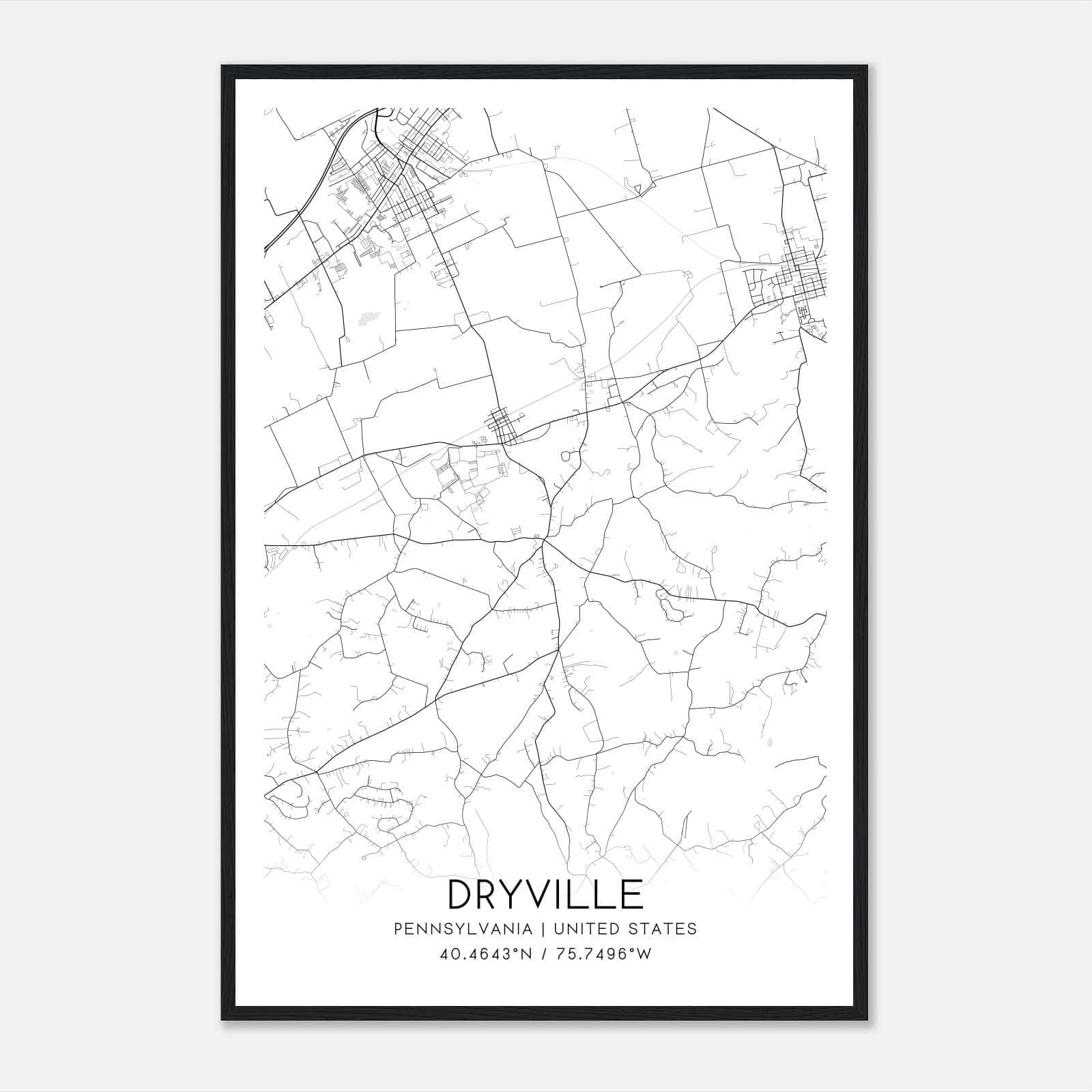 Dryville Pennsylvania Map Poster, Modern Home Decor Wall Art Print Dryville Pennsylvania Map Poster, Modern Home Decor Wall Art Print