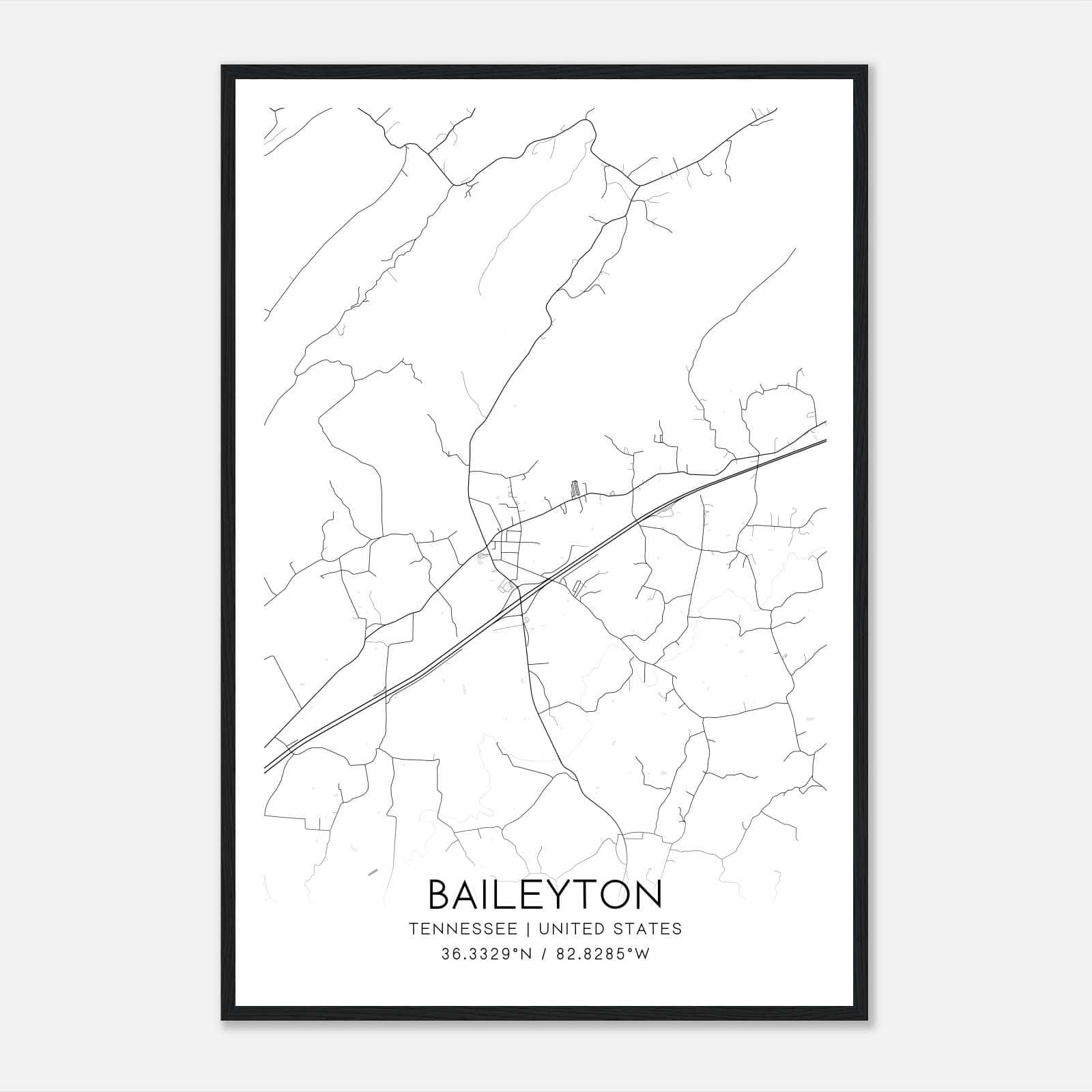 Baileyton Tennessee Map Poster, Modern Home Decor Wall Art Print Baileyton Tennessee Map Poster, Modern Home Decor Wall Art Print