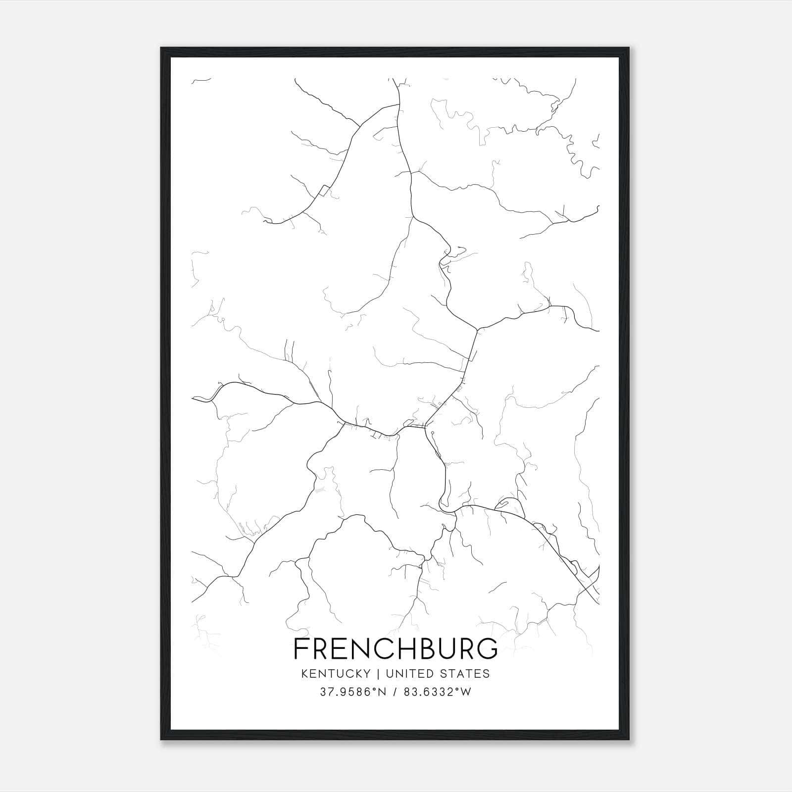 Frenchburg Kentucky Map Poster, Modern Home Decor Wall Art Print Frenchburg Kentucky Map Poster, Modern Home Decor Wall Art Print