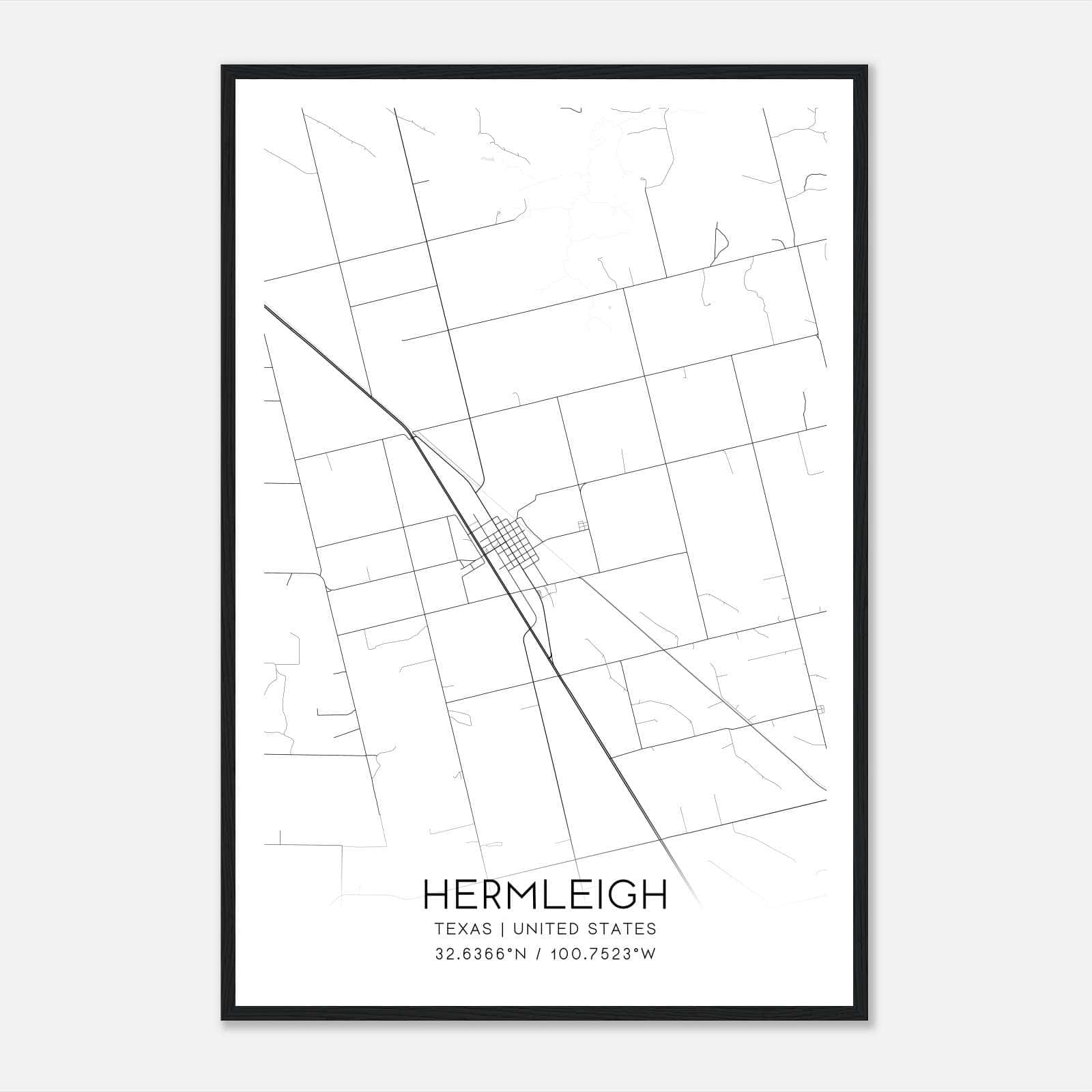 Hermleigh Texas Map Poster, Modern Home Decor Wall Art Print Hermleigh Texas Map Poster, Modern Home Decor Wall Art Print