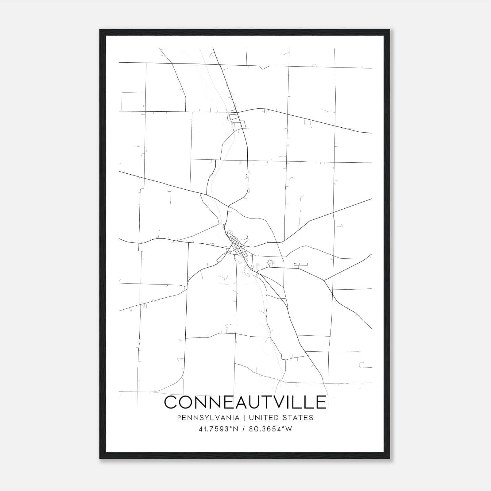 Conneautville Pennsylvania Map Poster, Modern Home Decor Wall Art Print Conneautville Pennsylvania Map Poster, Modern Home Decor Wall Art Print