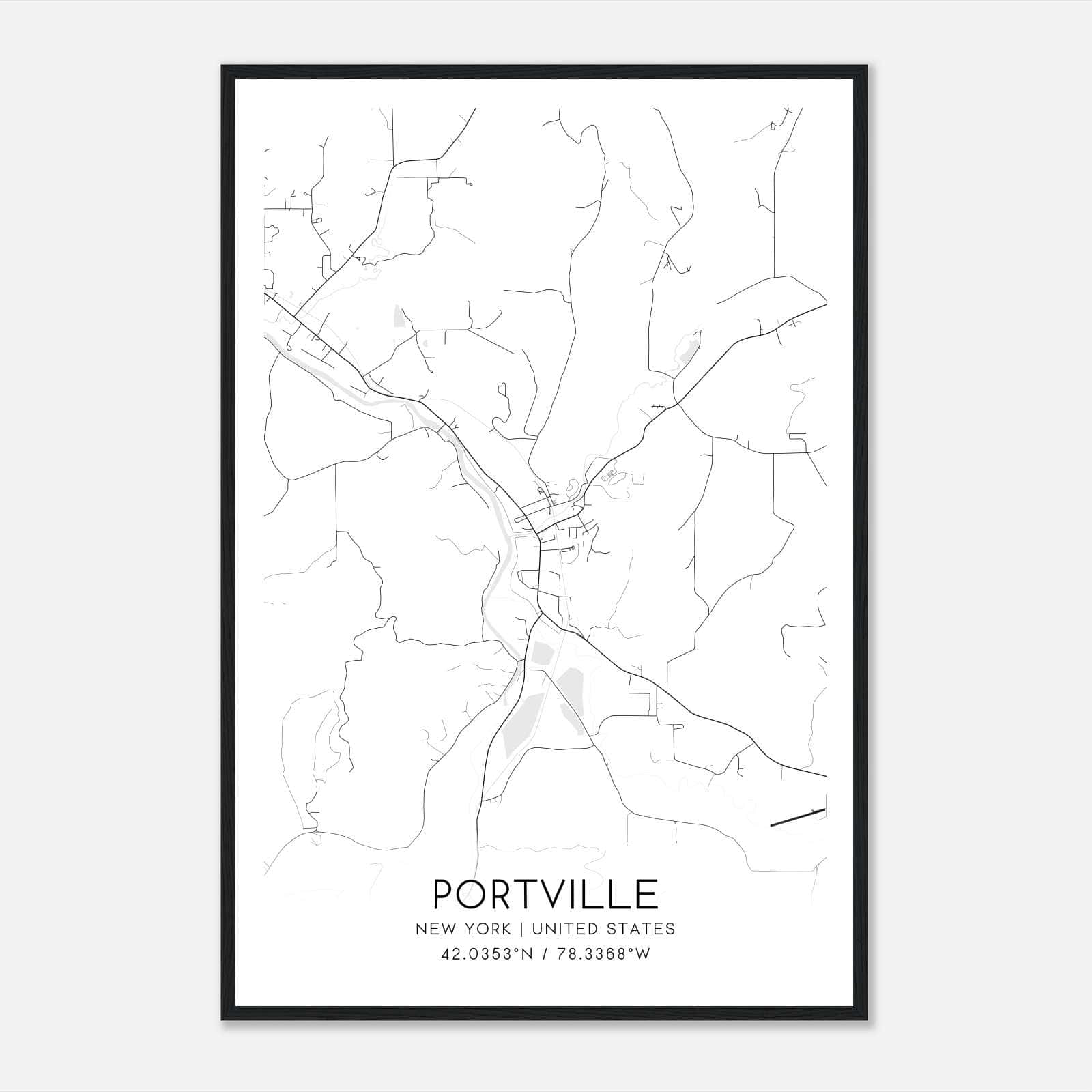 Portville New York Map Poster, Modern Home Decor Wall Art Print Portville New York Map Poster, Modern Home Decor Wall Art Print