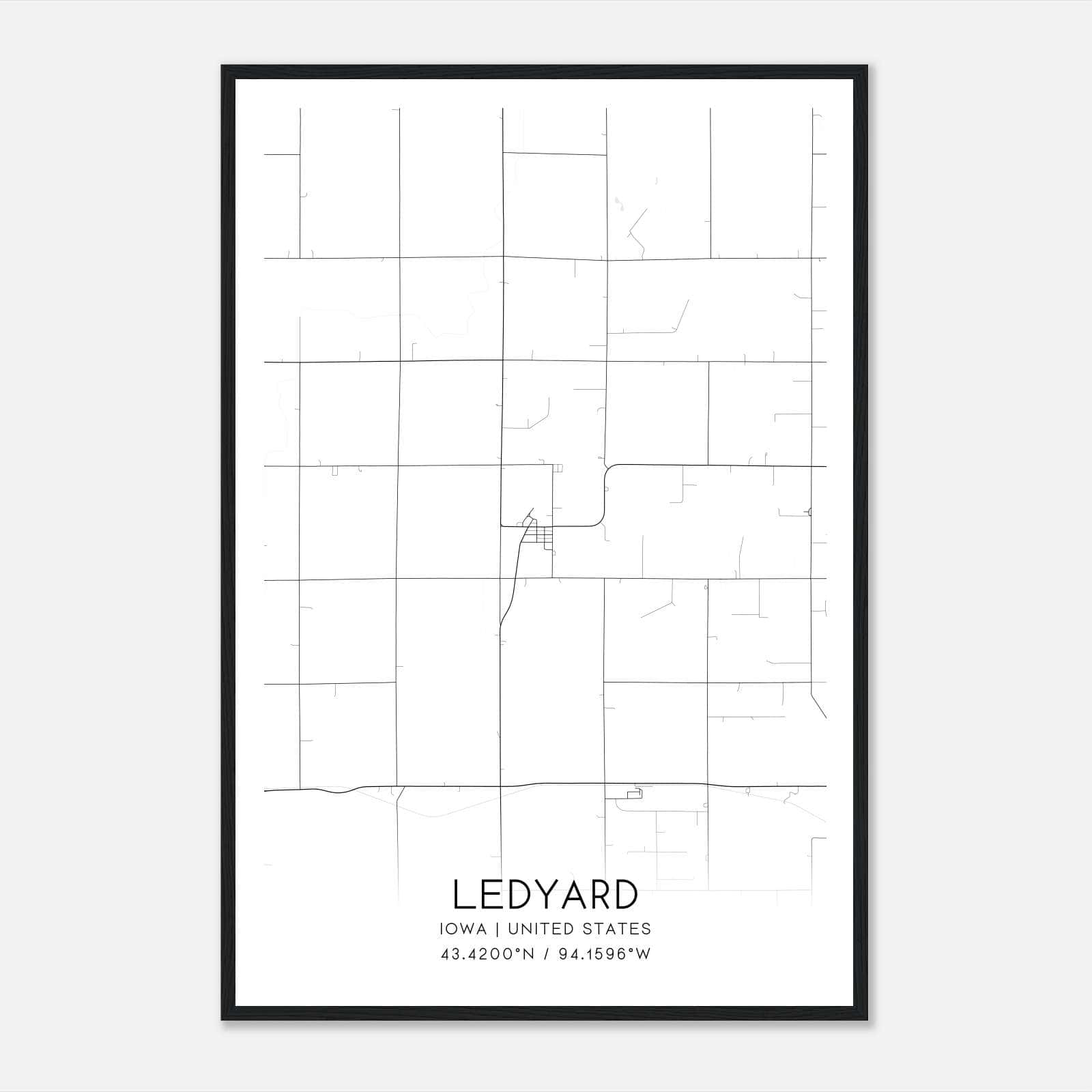 Ledyard Iowa Map Poster, Modern Home Decor Wall Art Print Ledyard Iowa Map Poster, Modern Home Decor Wall Art Print