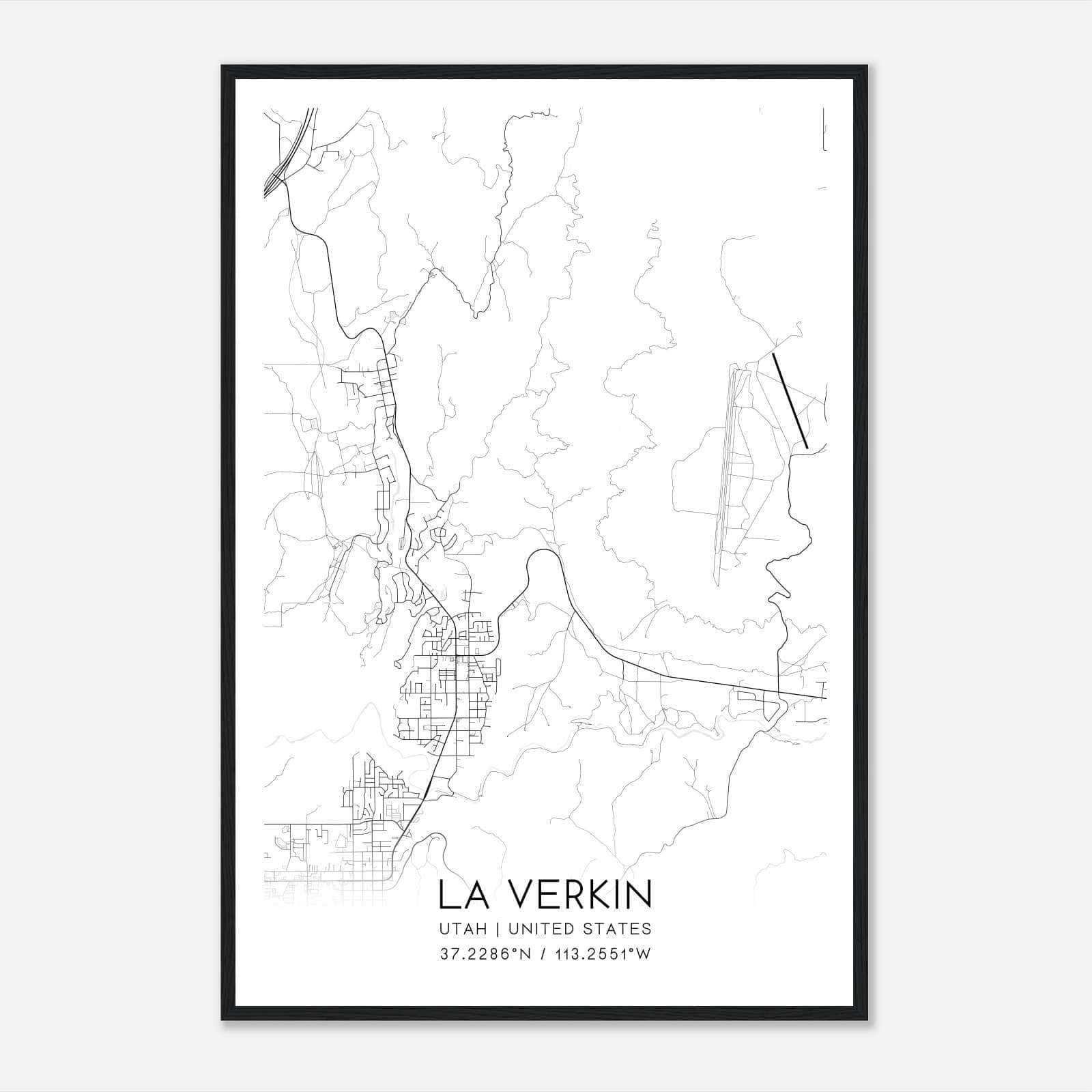 La Verkin Utah Map Poster, Modern Home Decor Wall Art Print La Verkin Utah Map Poster, Modern Home Decor Wall Art Print