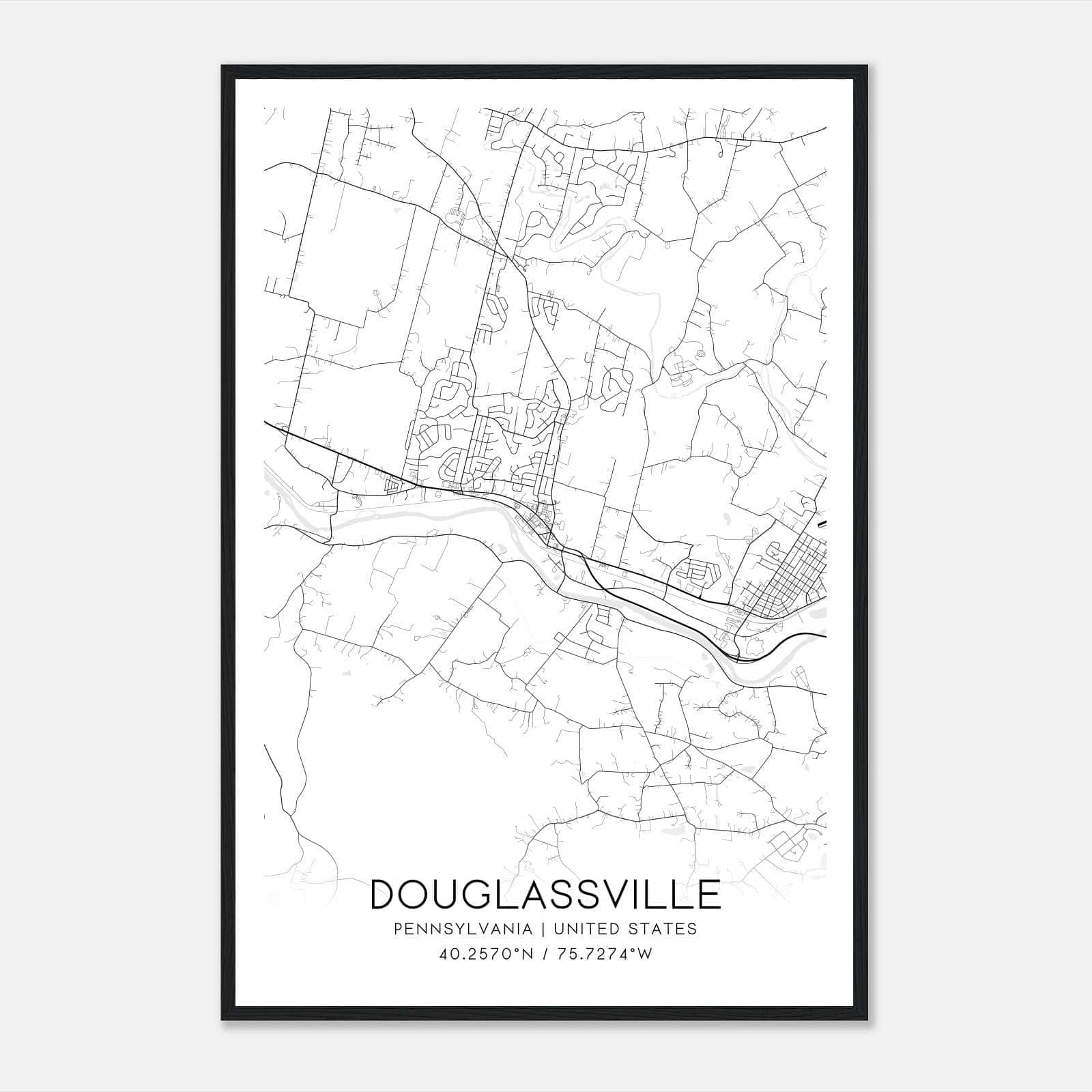 Douglassville Pennsylvania Map Poster, Modern Home Decor Wall Art Print Douglassville Pennsylvania Map Poster, Modern Home Decor Wall Art Print