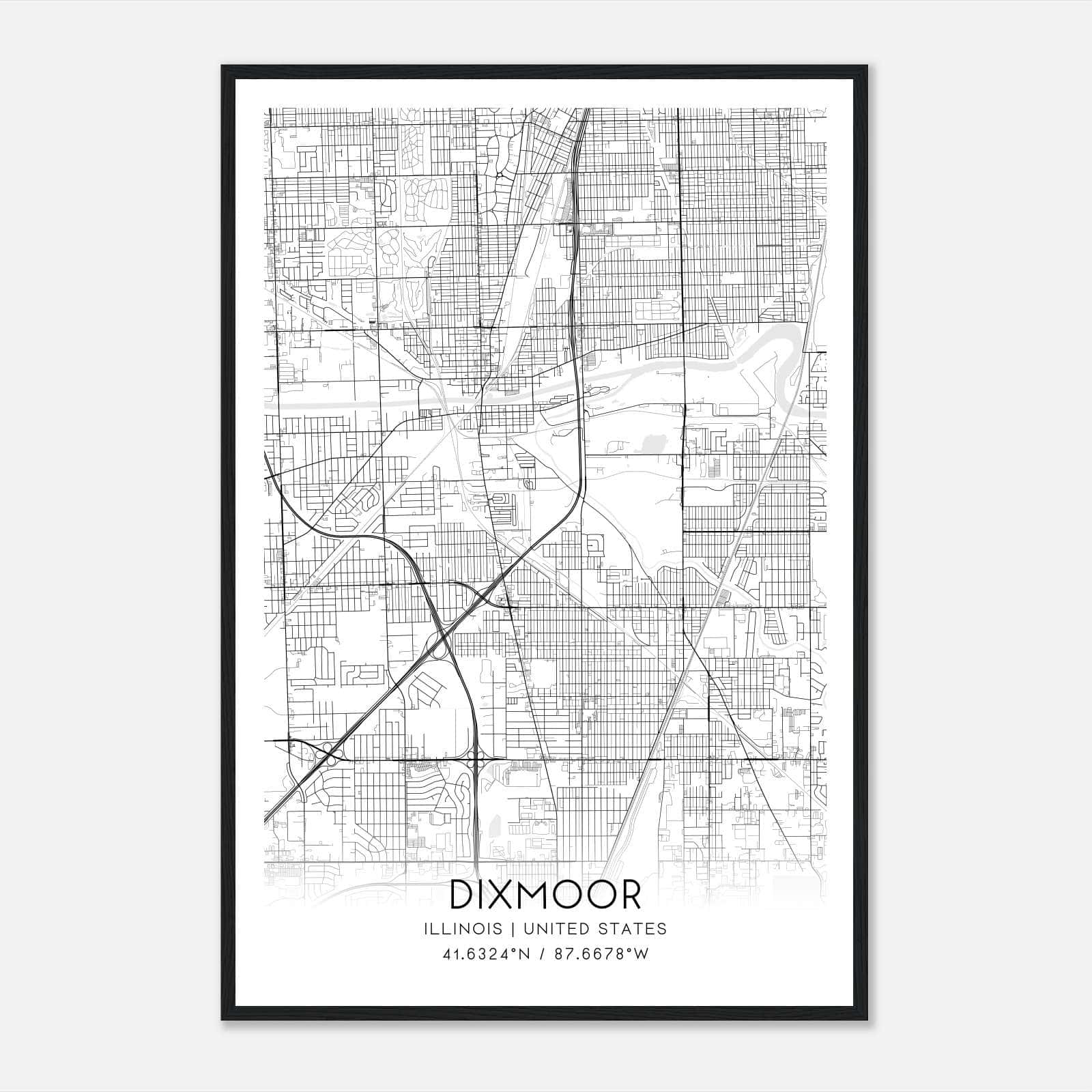 Dixmoor Illinois Map Poster, Modern Home Decor Wall Art Print Dixmoor Illinois Map Poster, Modern Home Decor Wall Art Print