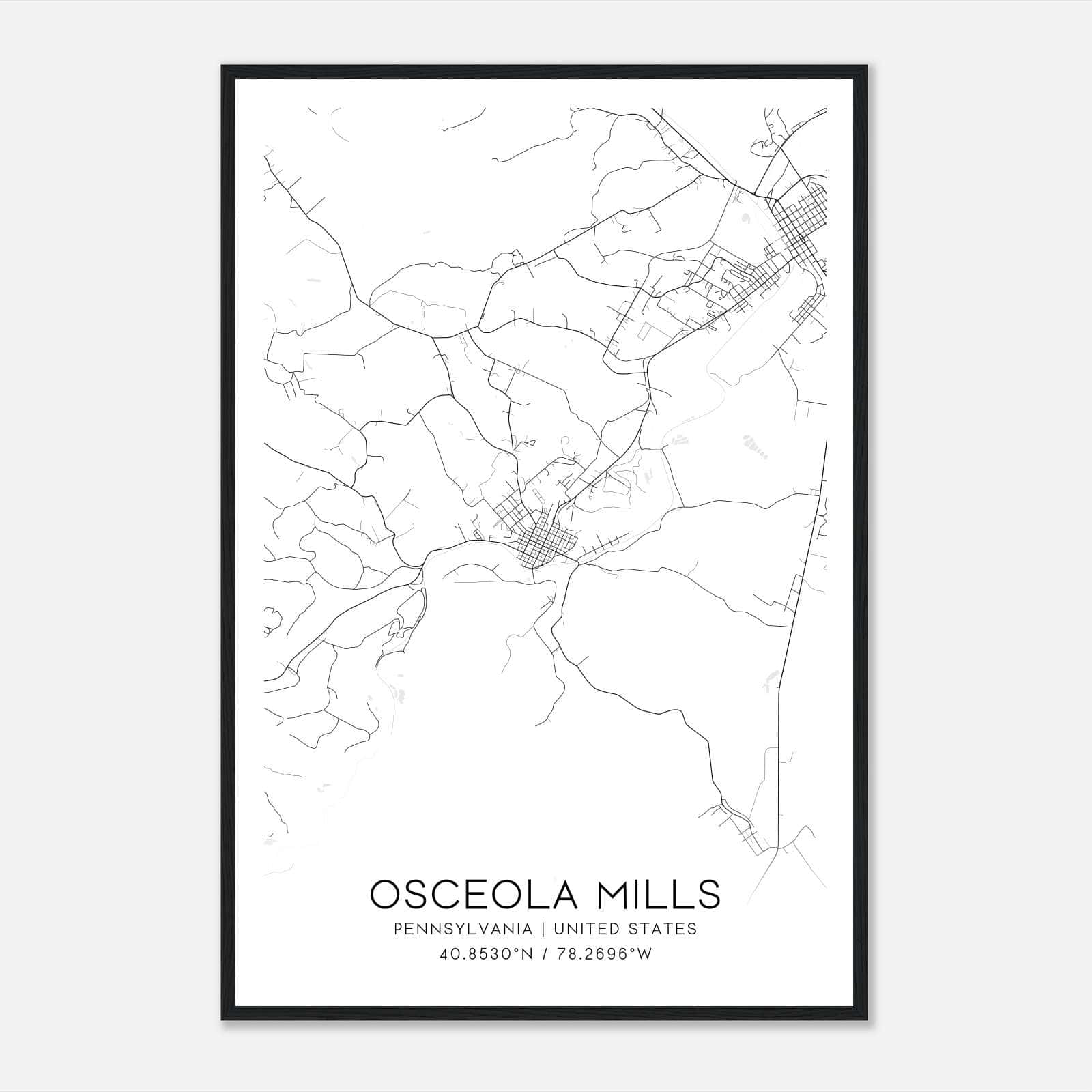 Osceola Mills Pennsylvania Map Poster, Modern Home Decor Wall Art Print Osceola Mills Pennsylvania Map Poster, Modern Home Decor Wall Art Print