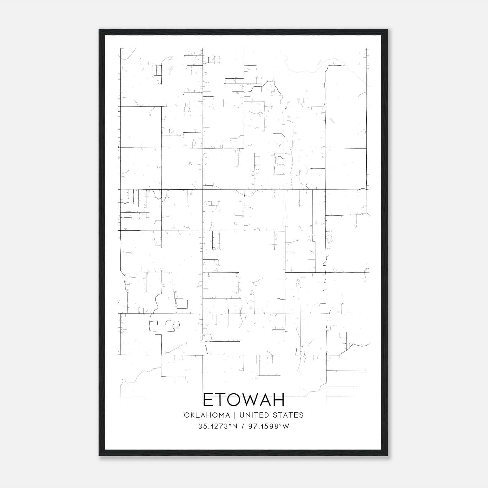 Etowah Oklahoma Map Poster, Modern Home Decor Wall Art Print Etowah Oklahoma Map Poster, Modern Home Decor Wall Art Print