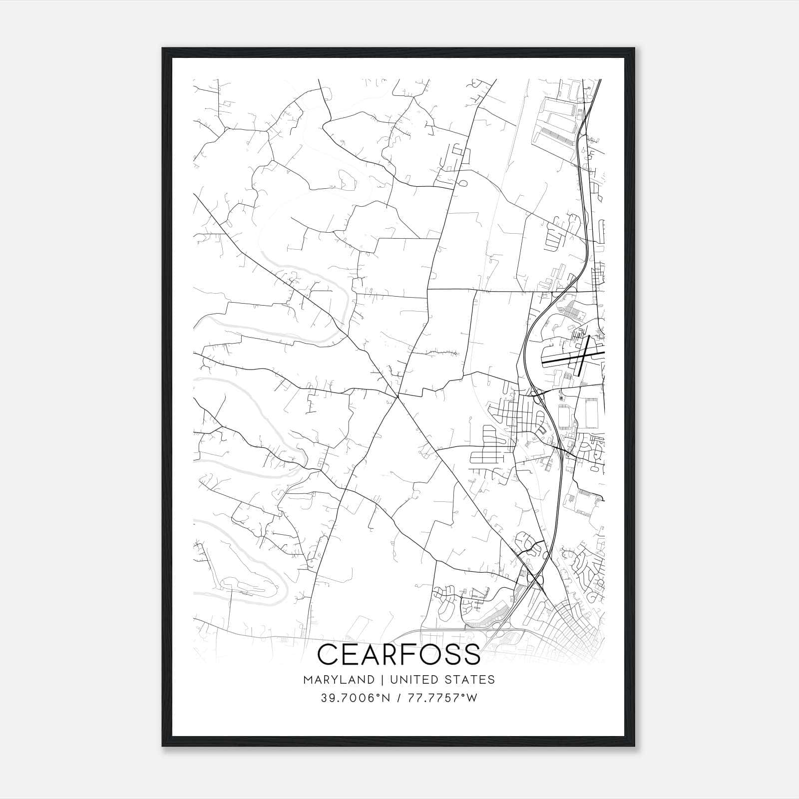 Cearfoss Maryland Map Poster, Modern Home Decor Wall Art Print Cearfoss Maryland Map Poster, Modern Home Decor Wall Art Print