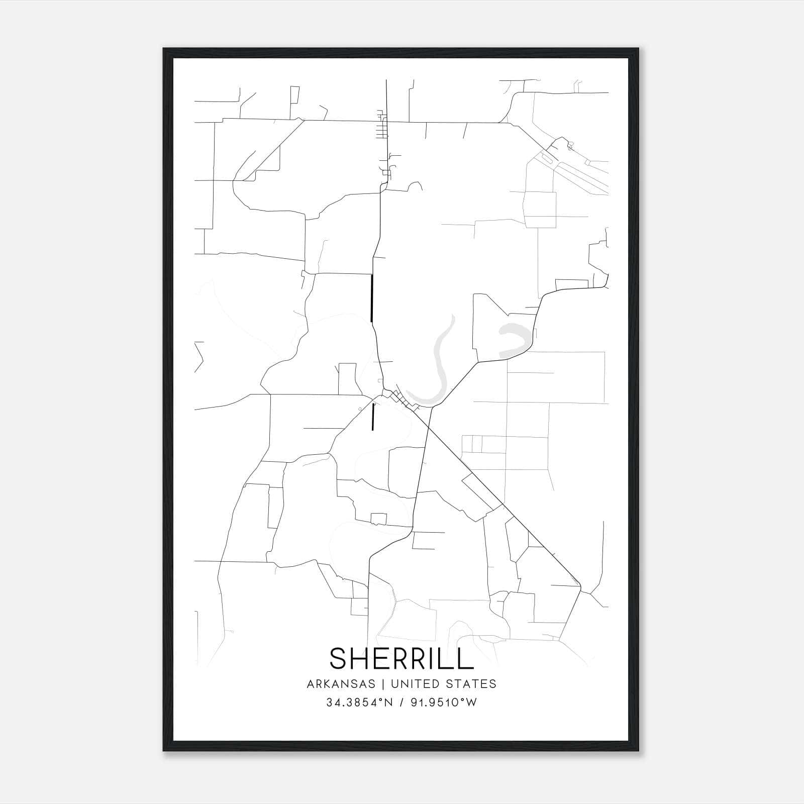 Sherrill Arkansas Map Poster, Modern Home Decor Wall Art Print Sherrill Arkansas Map Poster, Modern Home Decor Wall Art Print