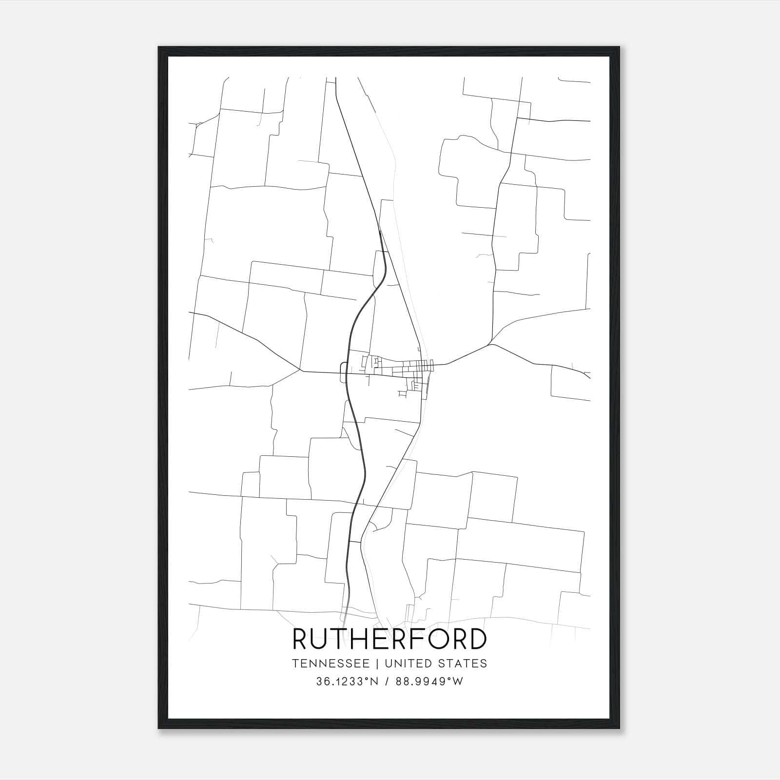 Rutherford Tennessee Map Poster, Modern Home Decor Wall Art Print Rutherford Tennessee Map Poster, Modern Home Decor Wall Art Print