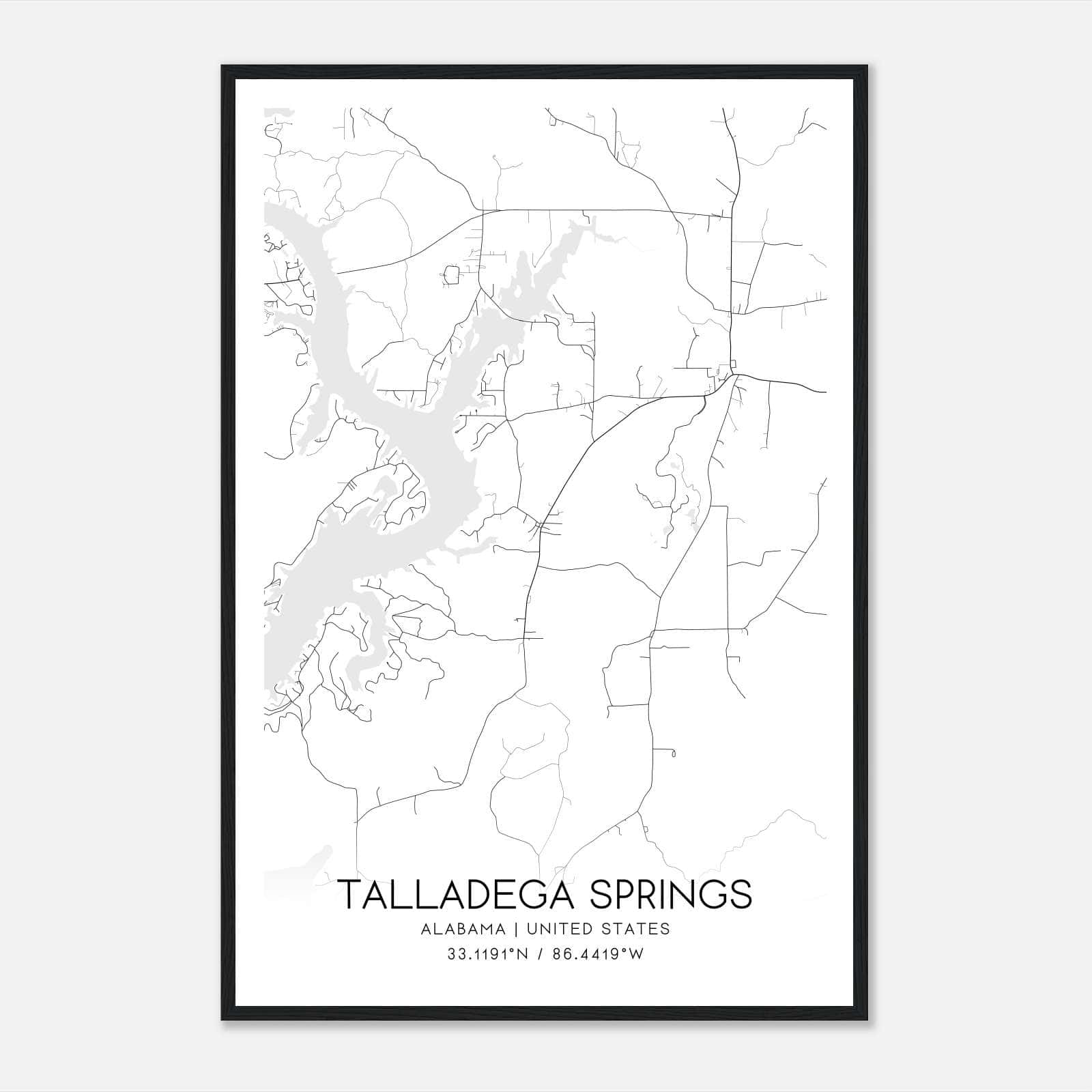 Talladega Springs Alabama Map Poster, Modern Home Decor Wall Art Print Talladega Springs Alabama Map Poster, Modern Home Decor Wall Art Print