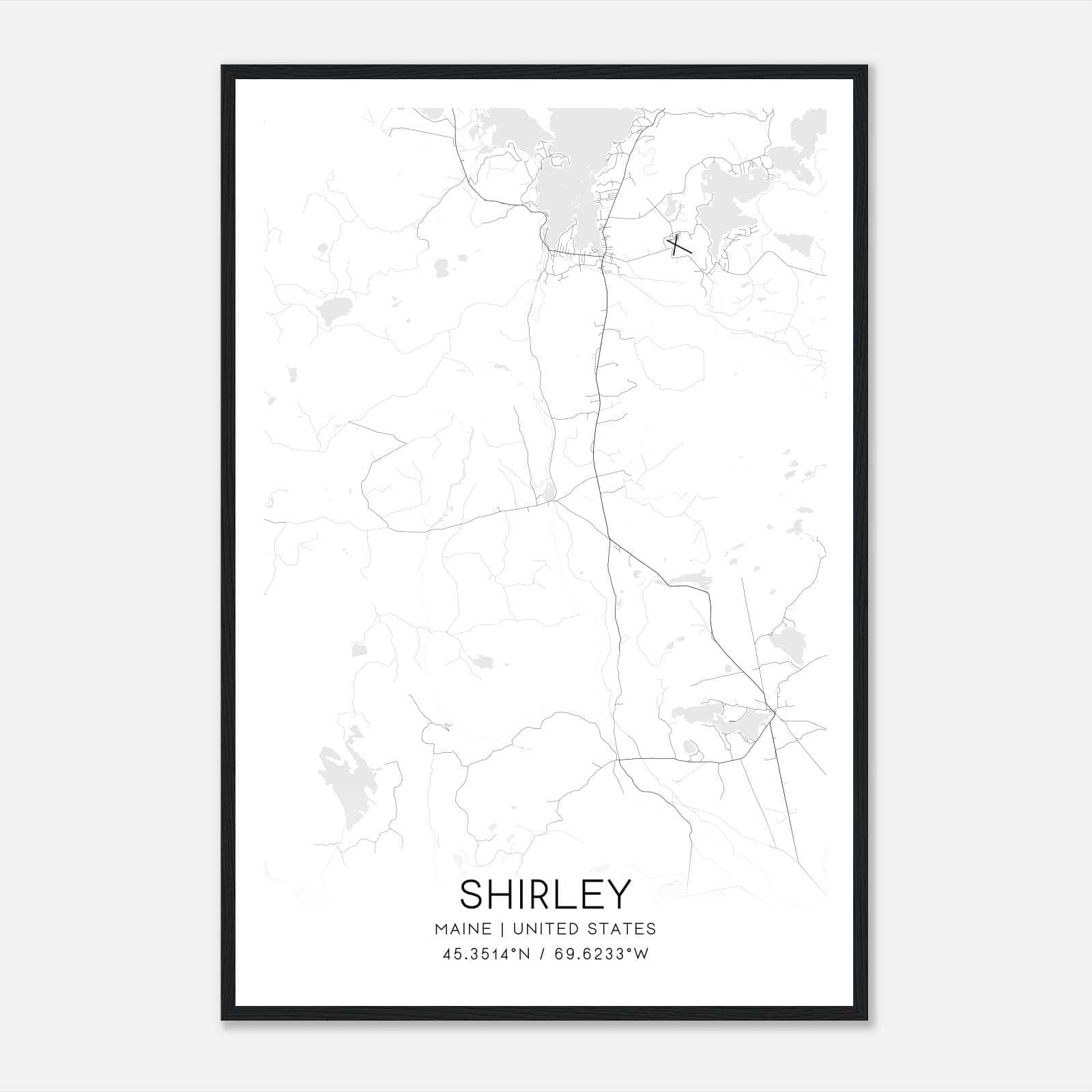 Shirley Maine Map Poster, Modern Home Decor Wall Art Print Shirley Maine Map Poster, Modern Home Decor Wall Art Print