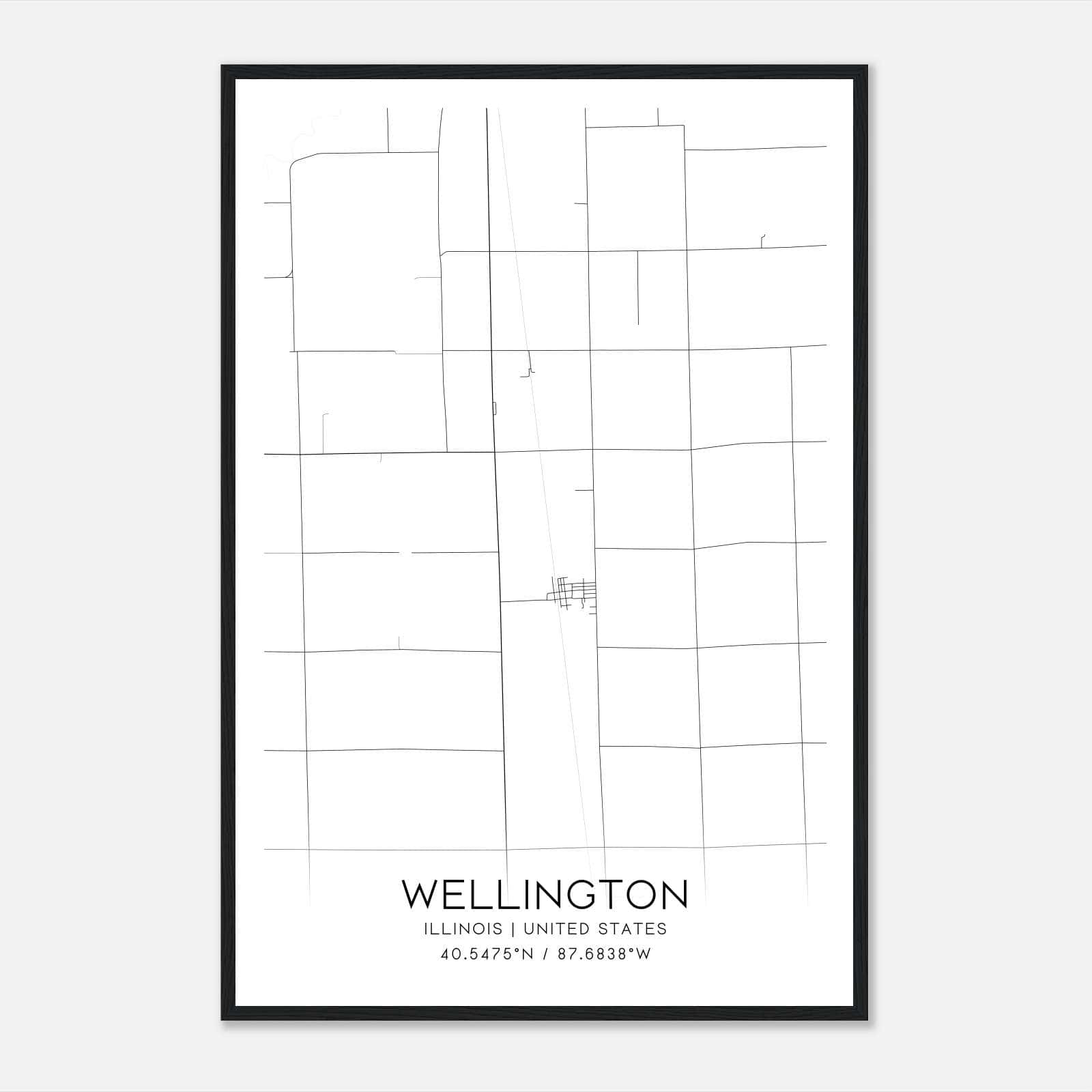 Wellington Illinois Map Poster, Modern Home Decor Wall Art Print Wellington Illinois Map Poster, Modern Home Decor Wall Art Print