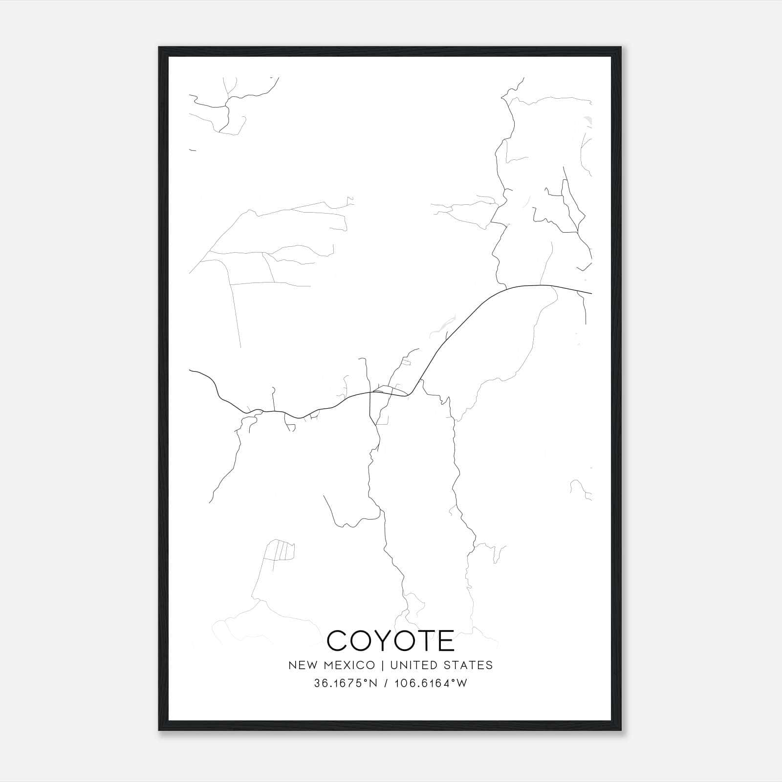 Coyote New Mexico Map Poster, Modern Home Decor Wall Art Print Coyote New Mexico Map Poster, Modern Home Decor Wall Art Print
